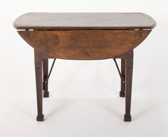 Spanish Baroque Walnut Drop Leaf Table with Wrought Iron Stretchers