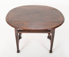 Spanish Baroque Walnut Drop Leaf Table with Wrought Iron Stretchers