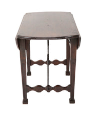 Spanish Baroque Walnut Drop Leaf Table with Wrought Iron Stretchers
