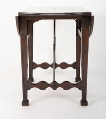 Spanish Baroque Walnut Drop Leaf Table with Wrought Iron Stretchers