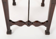Spanish Baroque Walnut Drop Leaf Table with Wrought Iron Stretchers