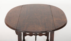 Spanish Baroque Walnut Drop Leaf Table with Wrought Iron Stretchers