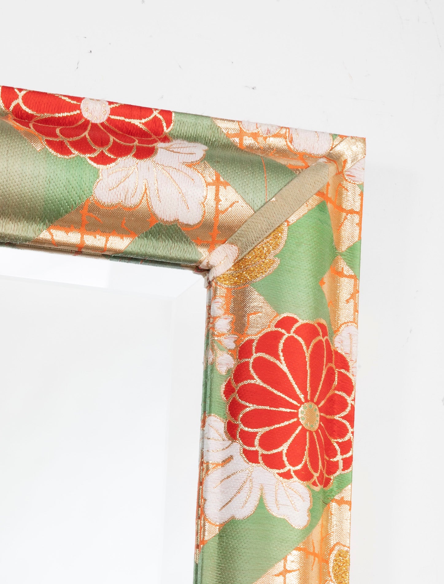 Modern Mirror with Beveled Glass & Japanese Fabric Frame