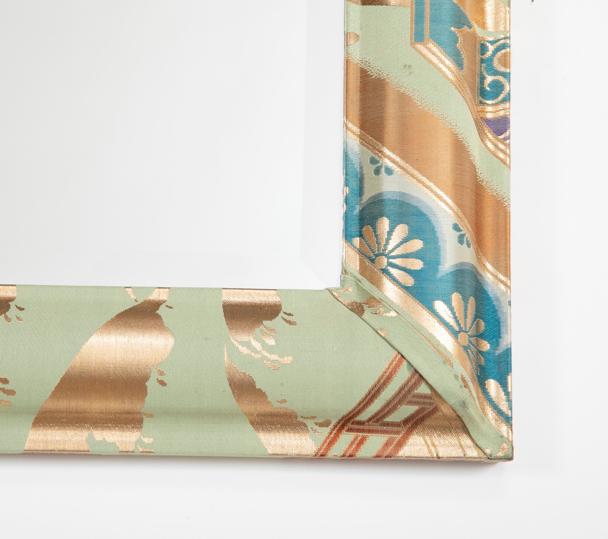 Modern Mirror with Beveled Glass and Japanese Fabric Frame