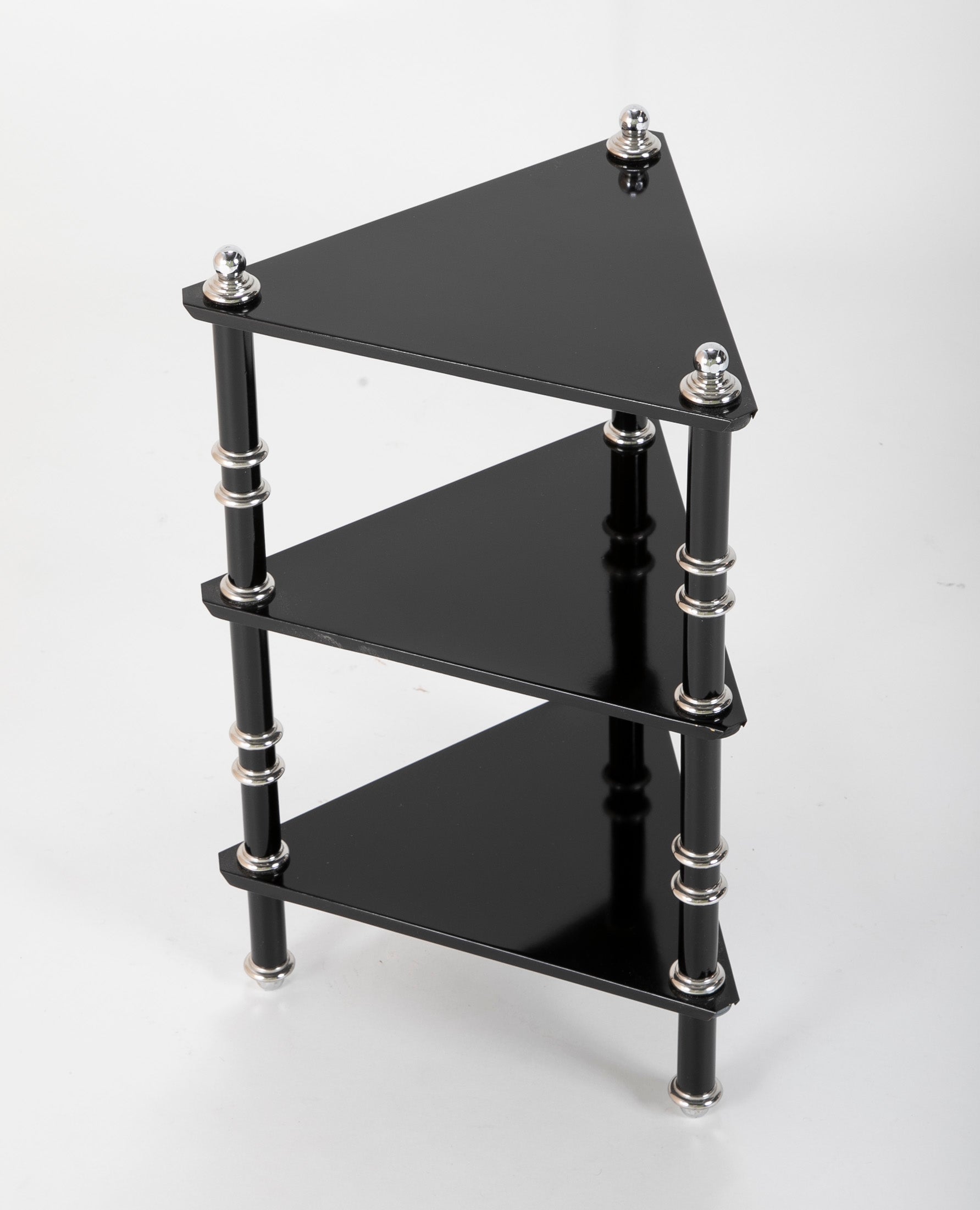 Lacquered Wood & Aluminium Triangular Side Table by Warren McArthur