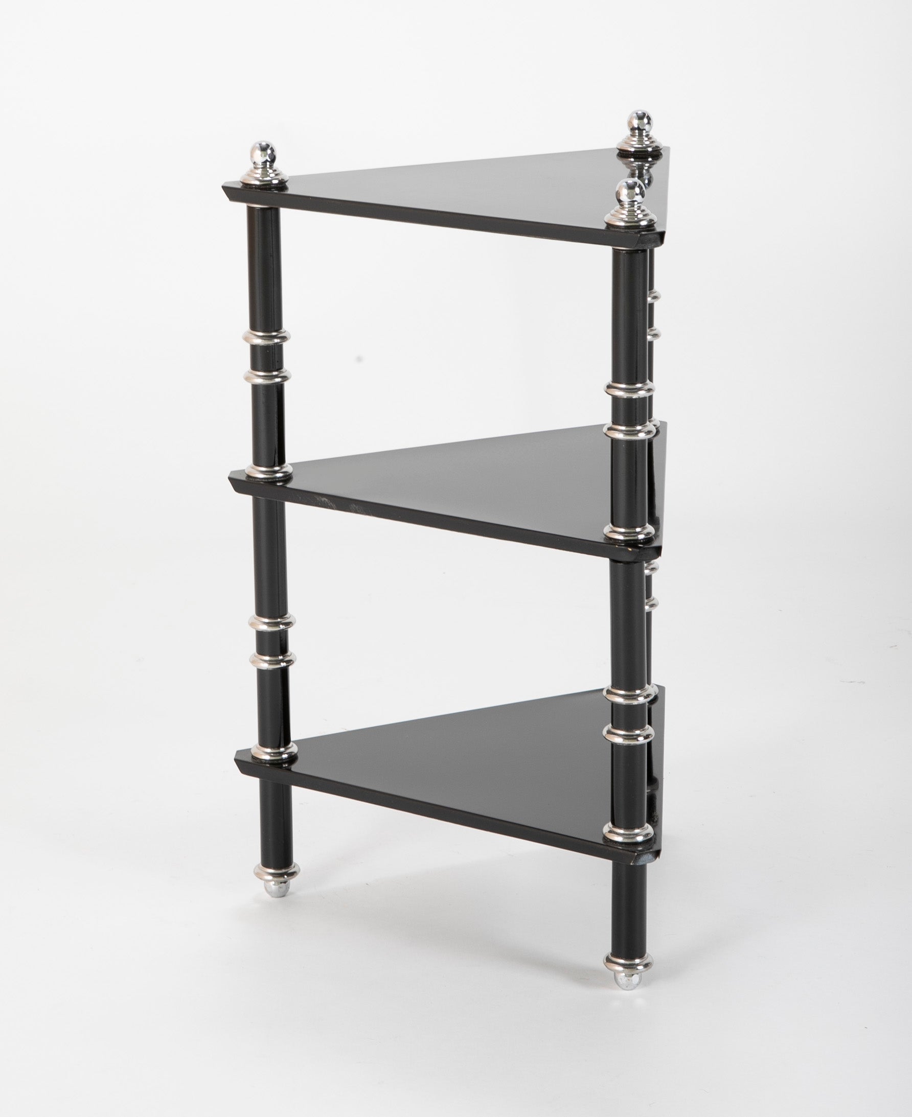 Lacquered Wood & Aluminium Triangular Side Table by Warren McArthur