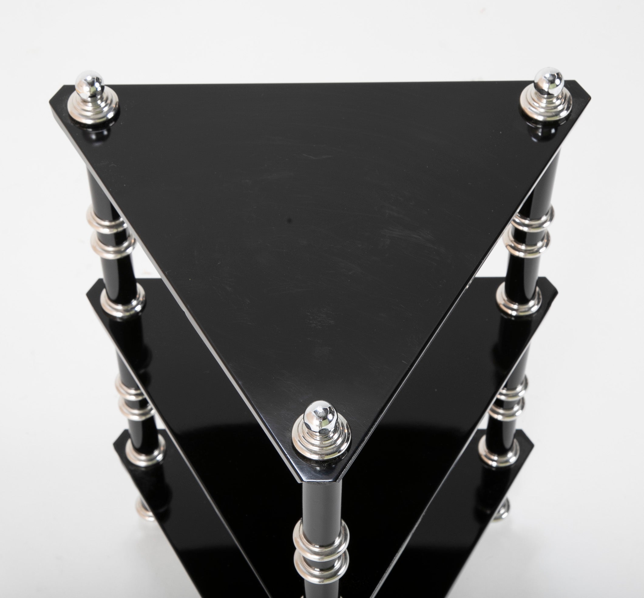 Lacquered Wood & Aluminium Triangular Side Table by Warren McArthur