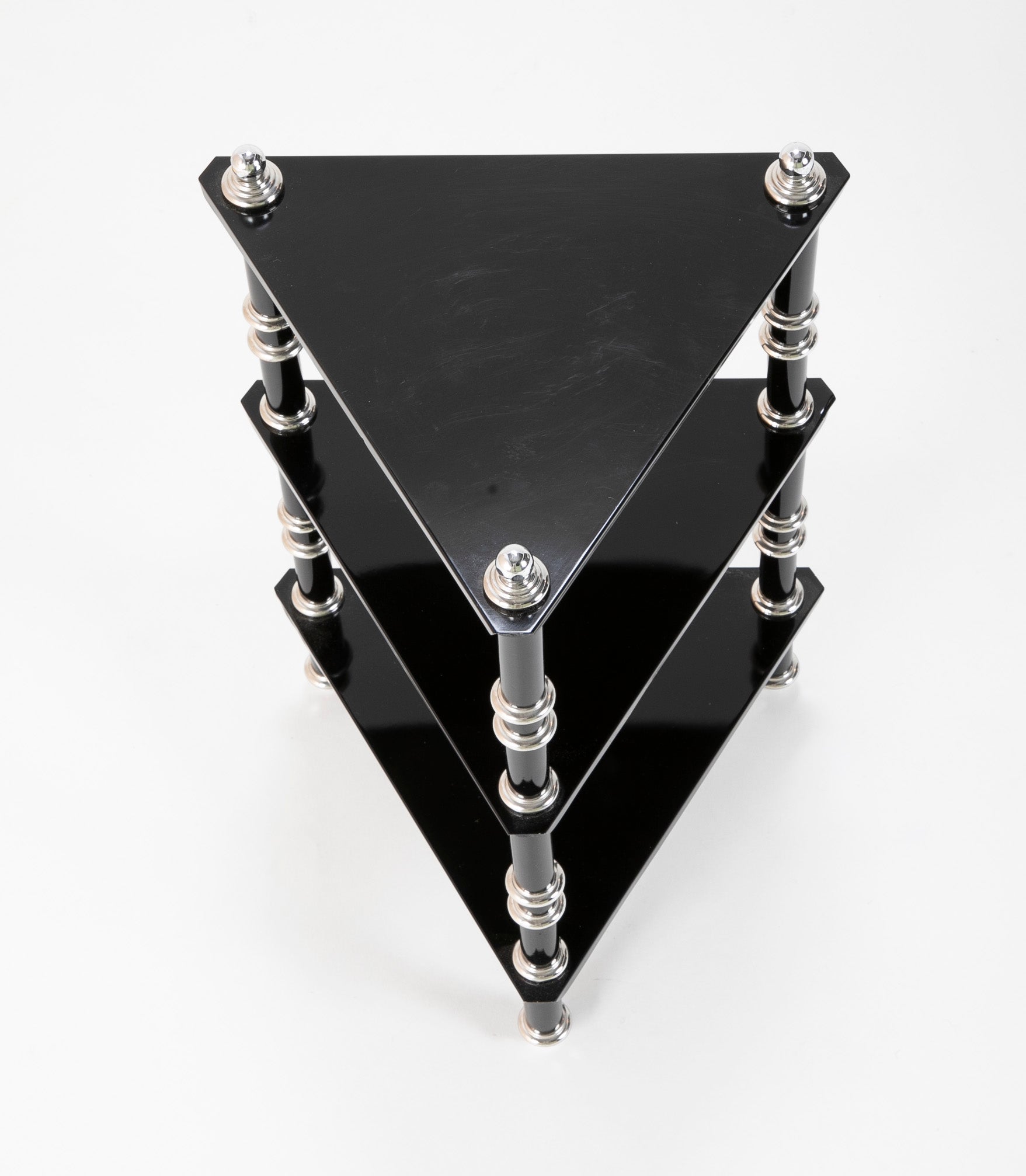 Lacquered Wood & Aluminium Triangular Side Table by Warren McArthur