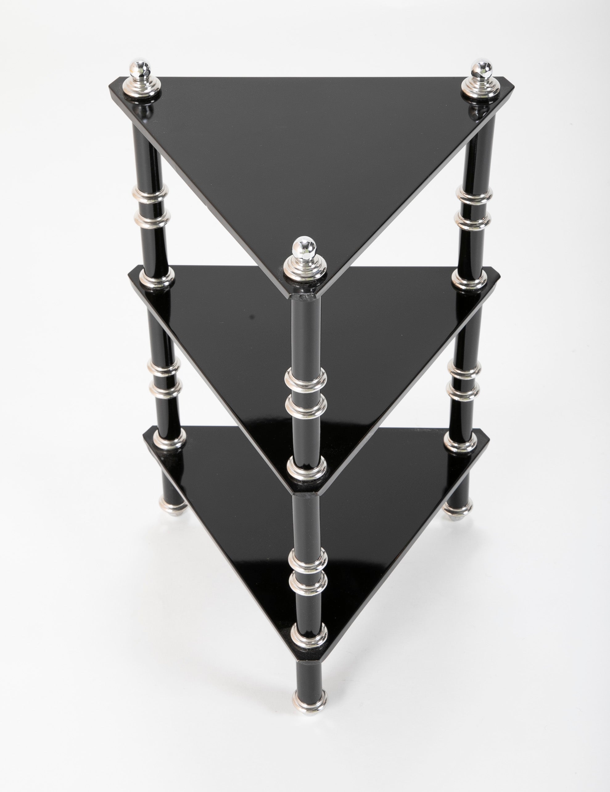 Lacquered Wood & Aluminium Triangular Side Table by Warren McArthur