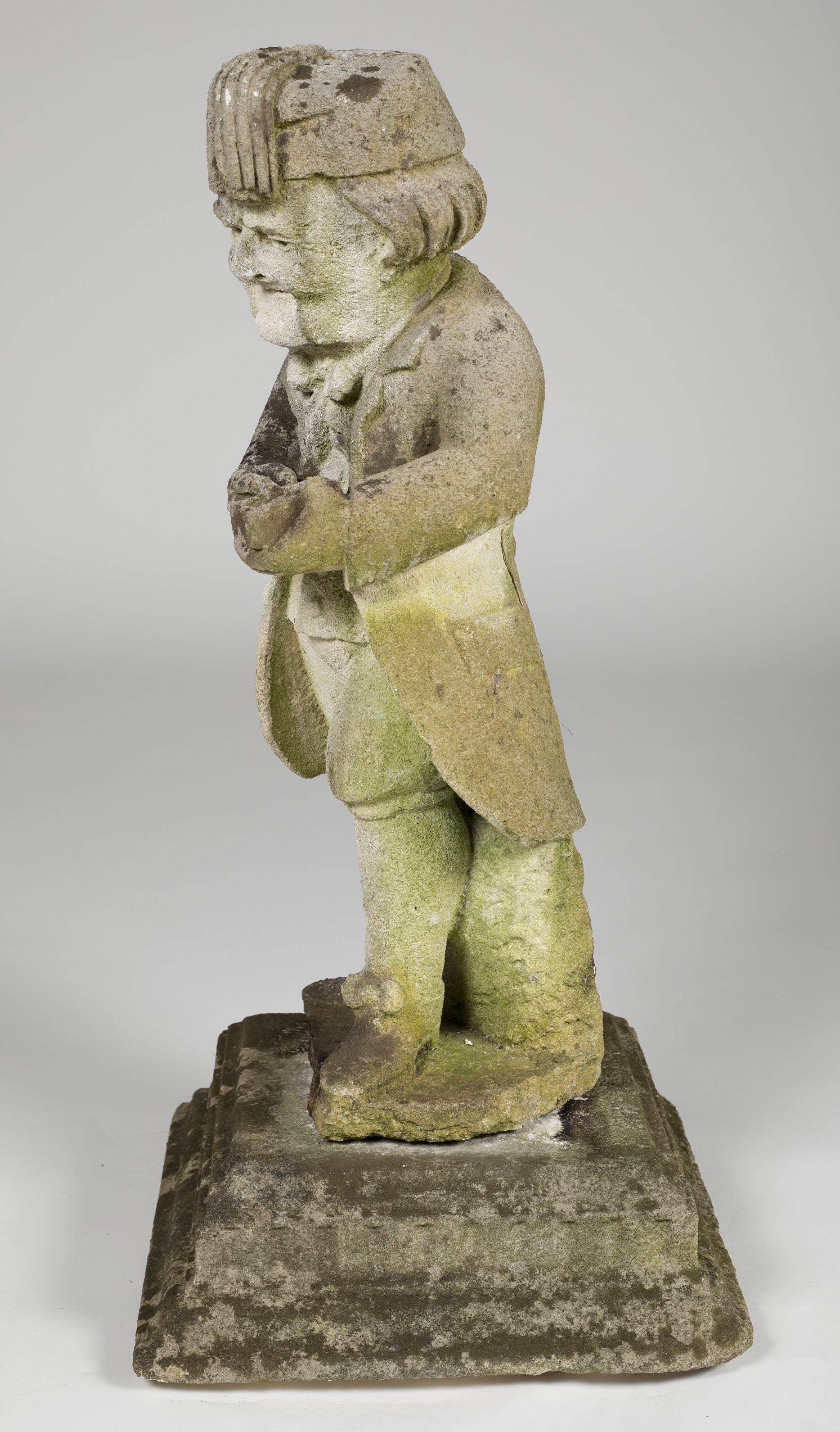 Pair of Whimsical Carved Calcareous Sandstone Garden Dwarves