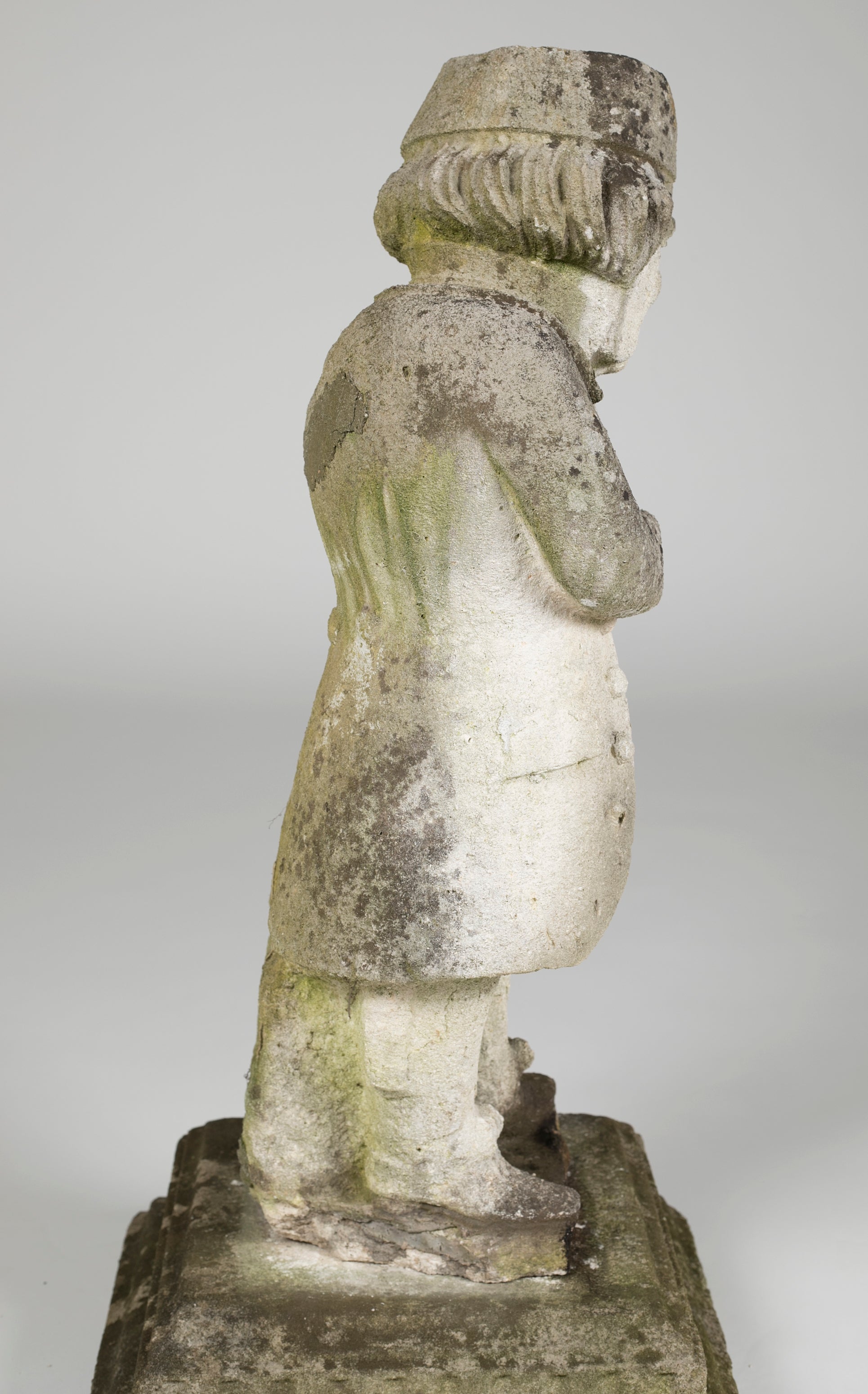Pair of Whimsical Carved Calcareous Sandstone Garden Dwarves