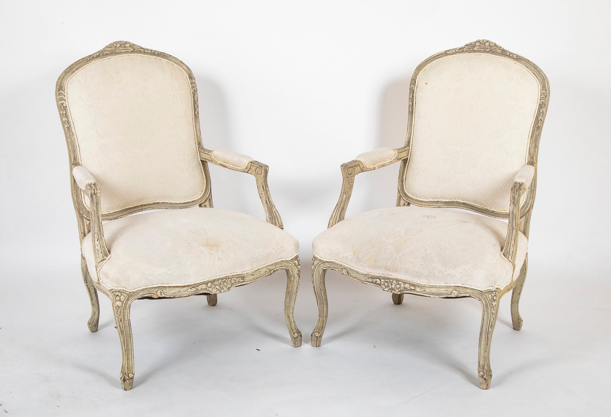 A Pair of French Louis XV Style Fauteuils