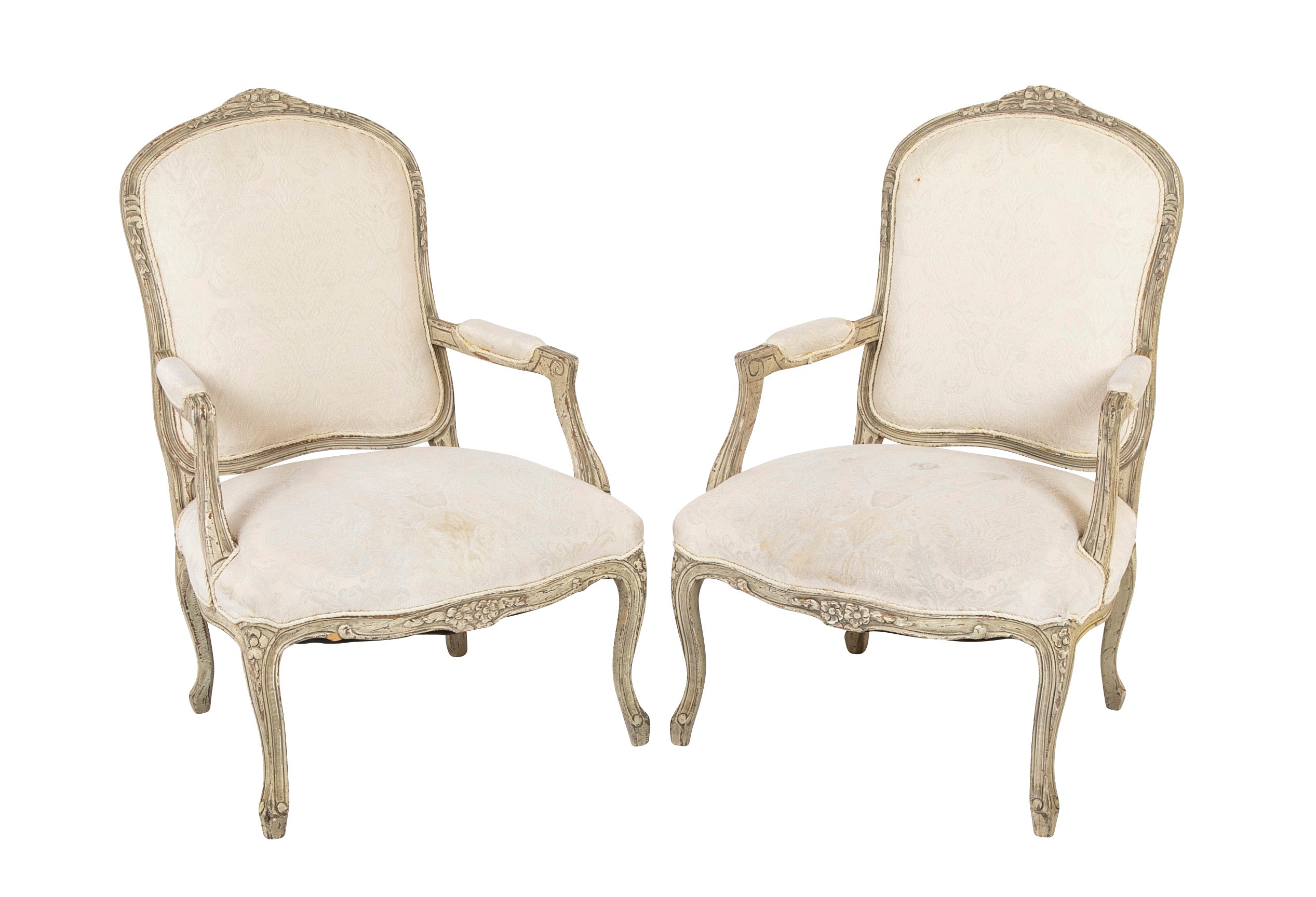 A Pair of French Louis XV Style Fauteuils