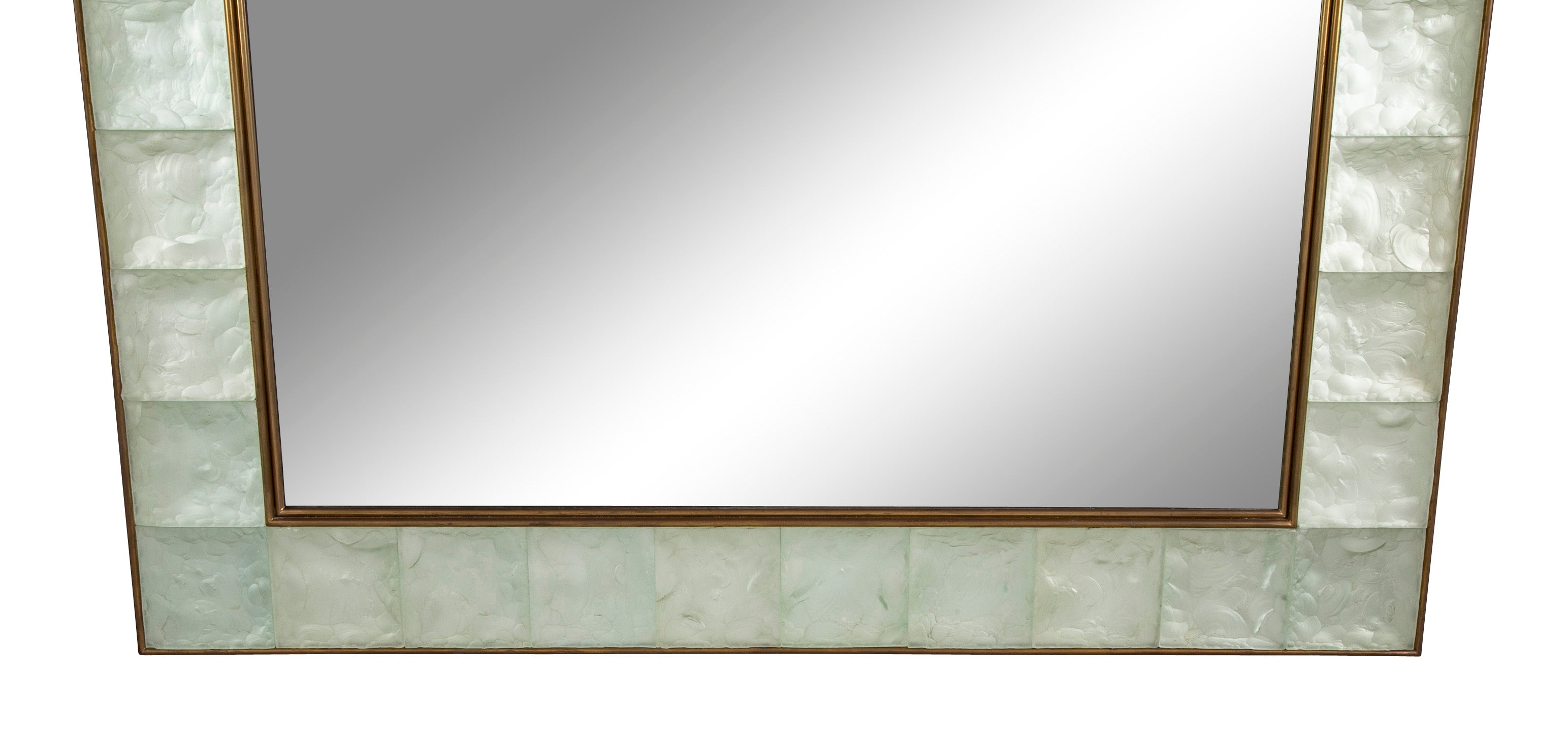"Pastis" A Pair of Brass and Glass Square Framed Mirrors by Michele Ghiro