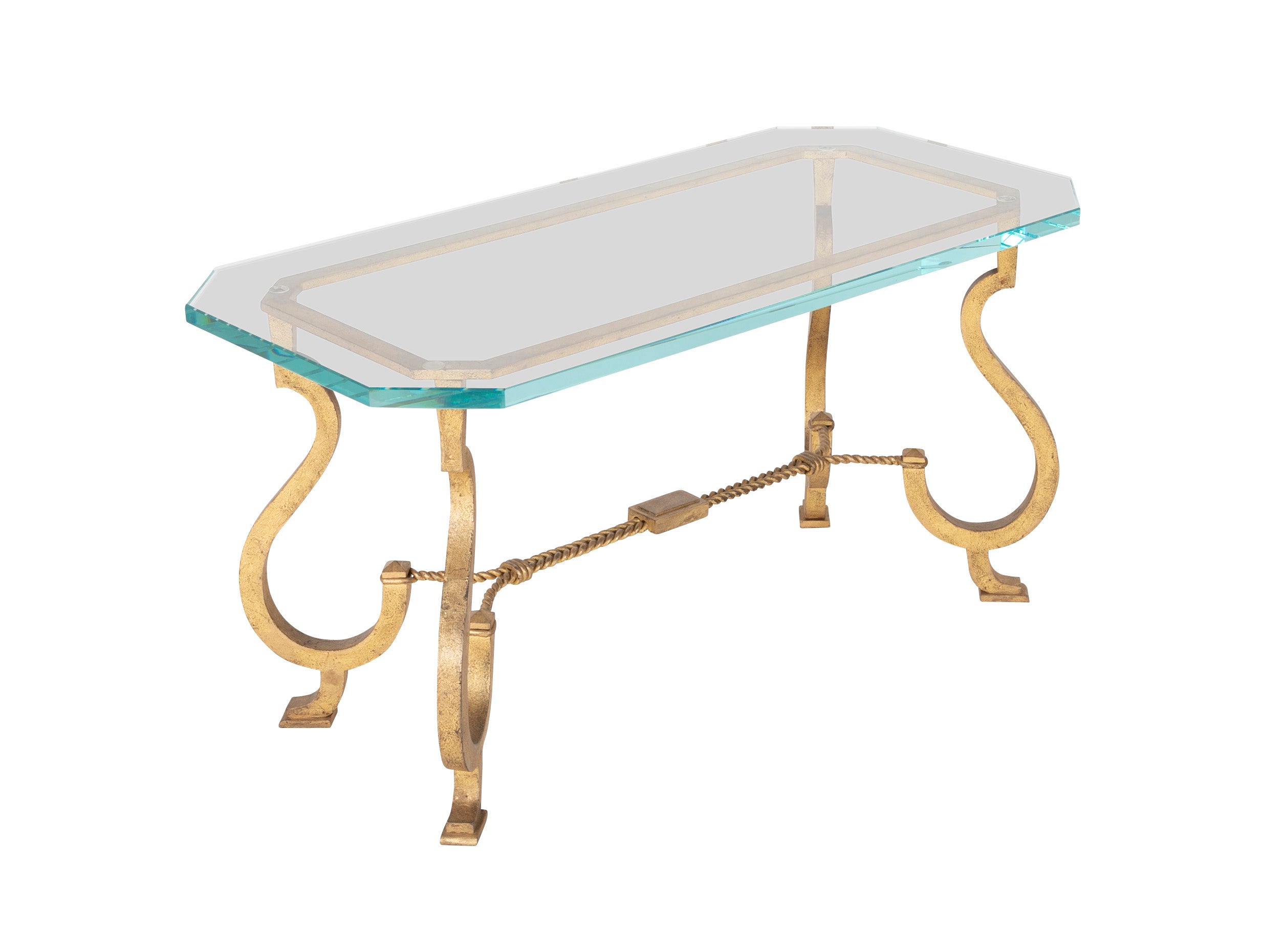 Maison Ramsay Style Gilt Iron & Glass Coffee Table