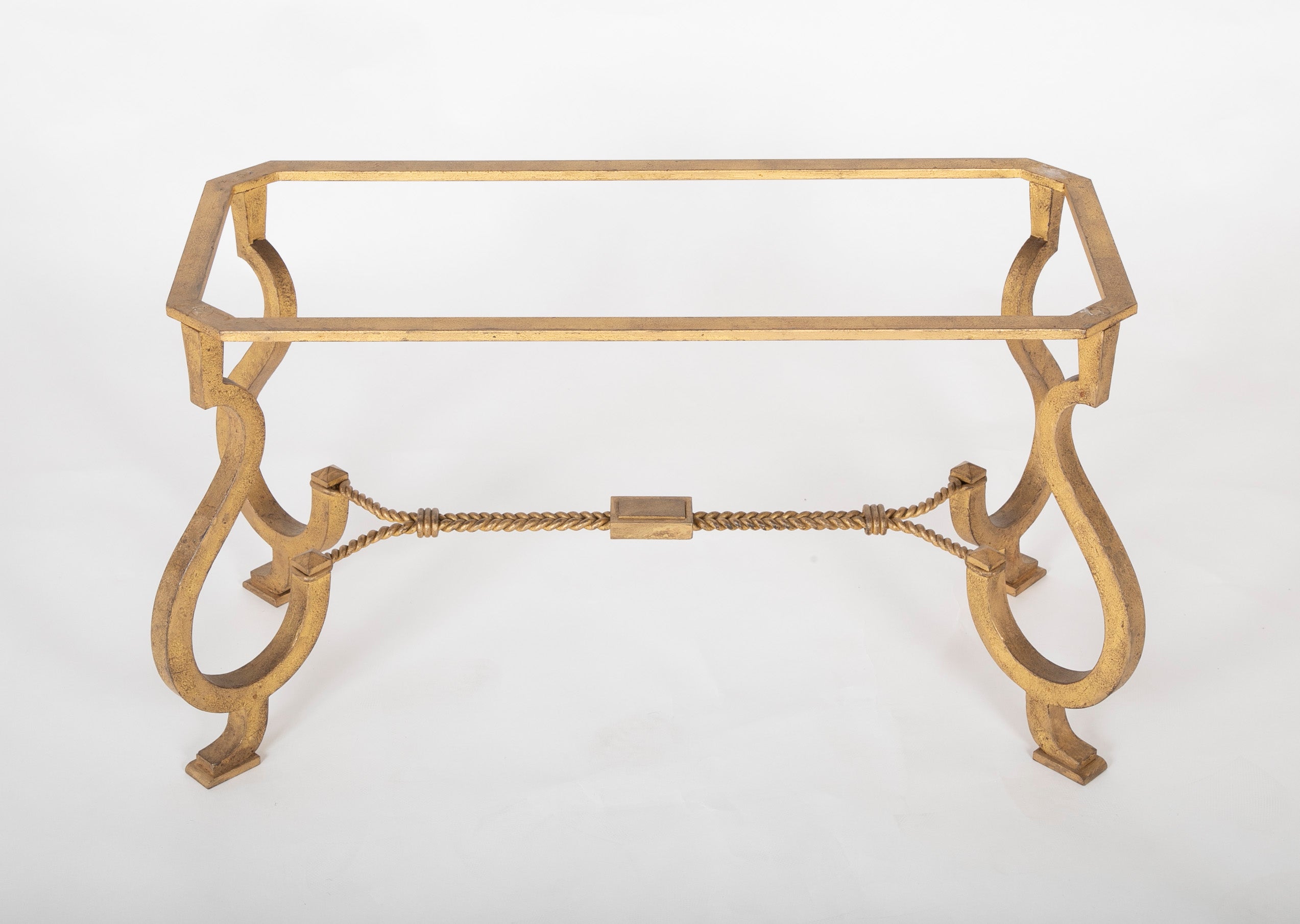 Maison Ramsay Style Gilt Iron & Glass Coffee Table