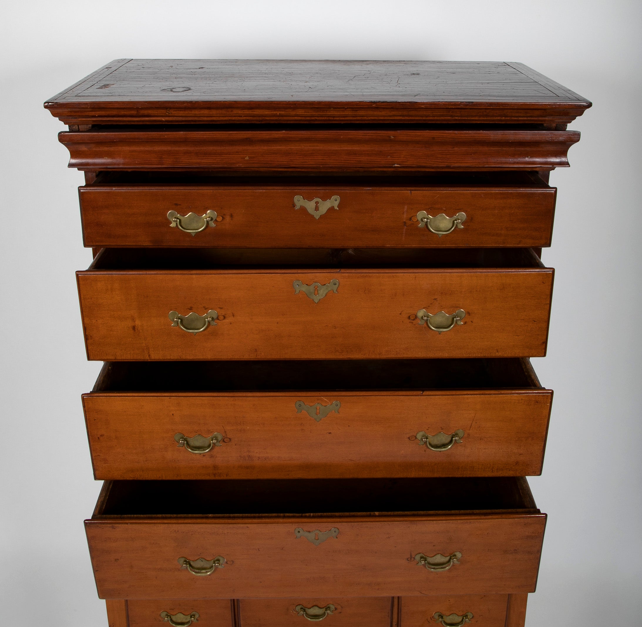 Early American Two Part Queen Anne Cherry Highboy