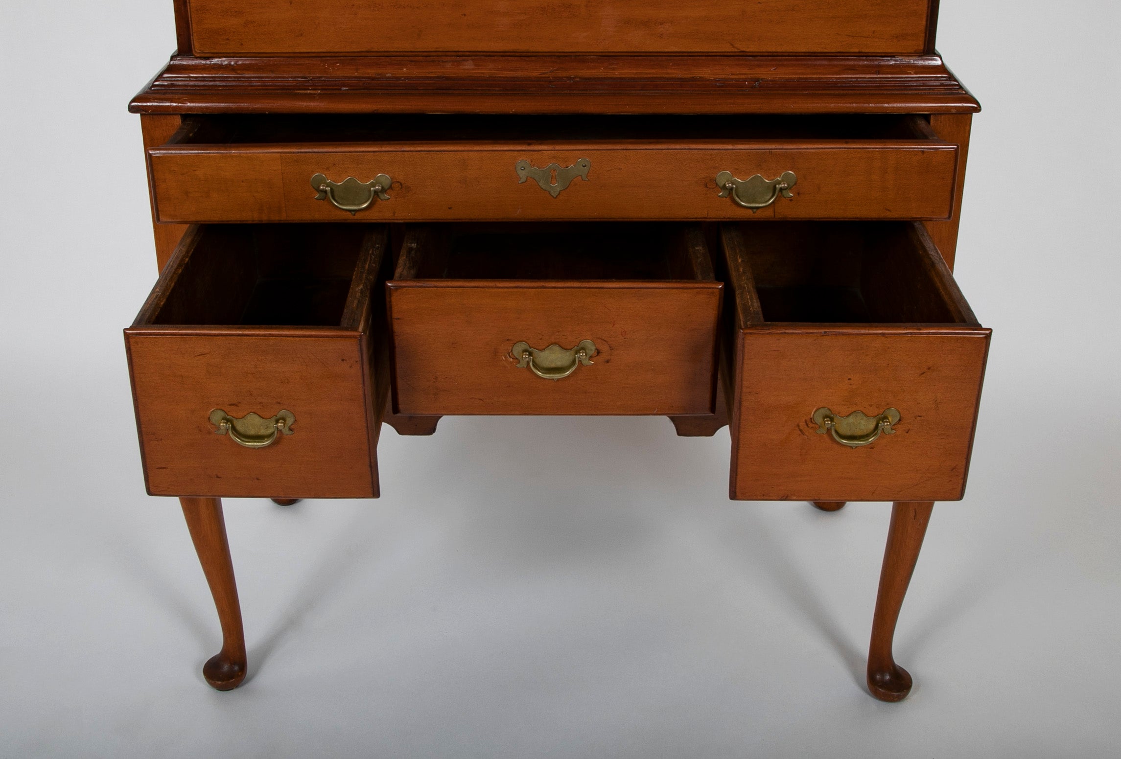 Early American Two Part Queen Anne Cherry Highboy