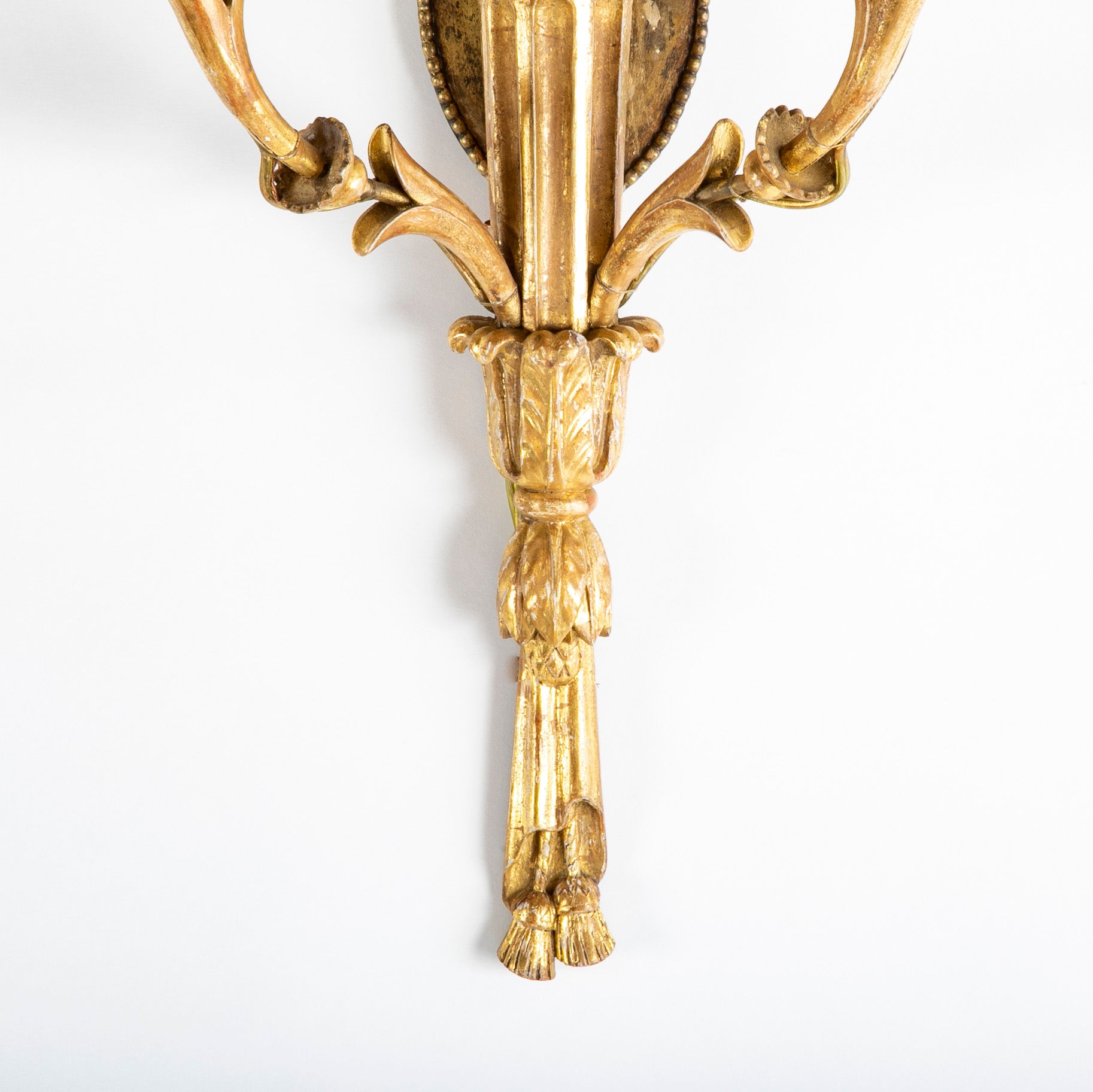 Pair of Louis XVI Giltwood Sconces with Bow Knot & Quiver Motif