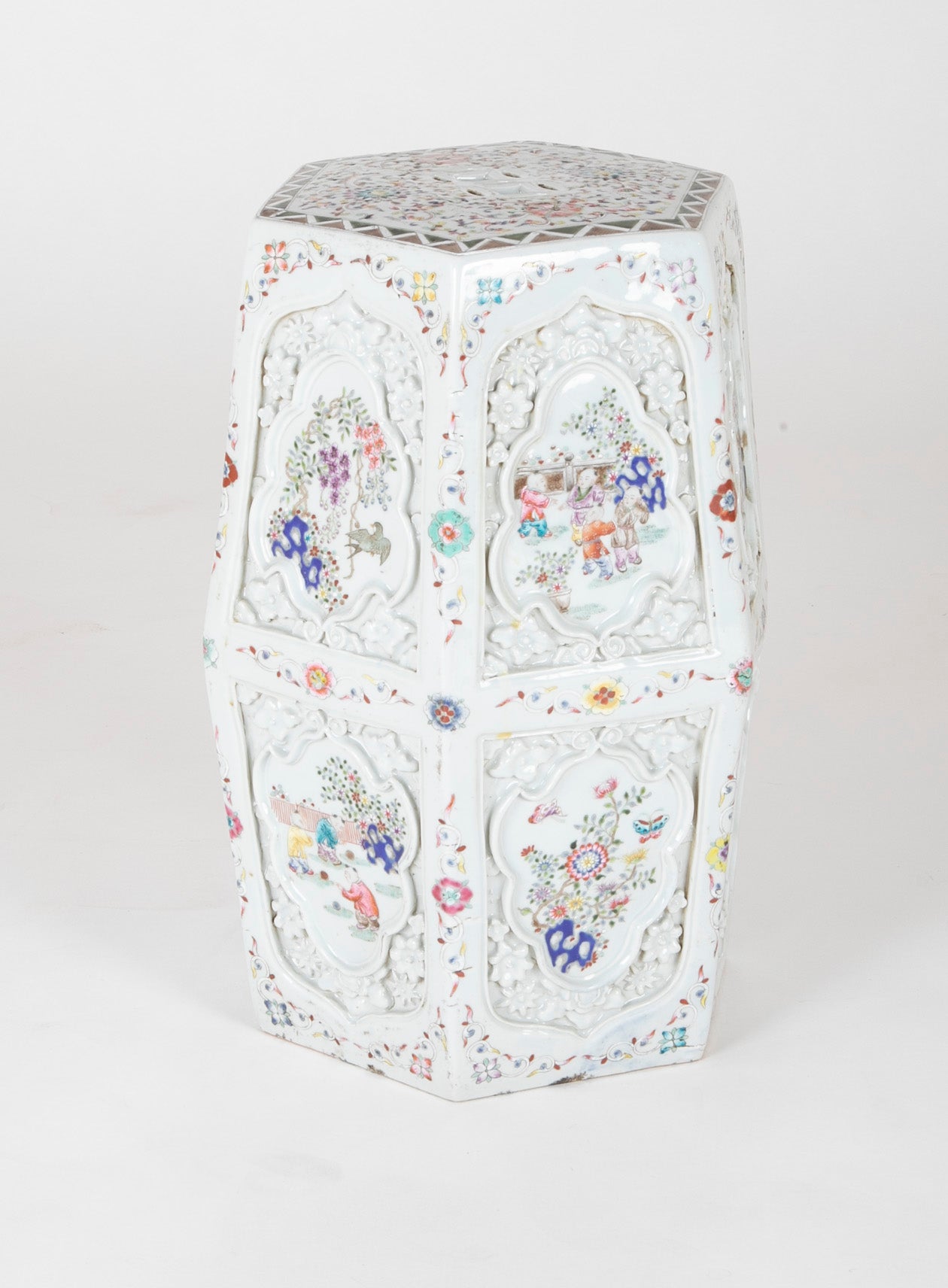 A Pair of Chinese 19th Century Famille Rose on White Garden Seats
