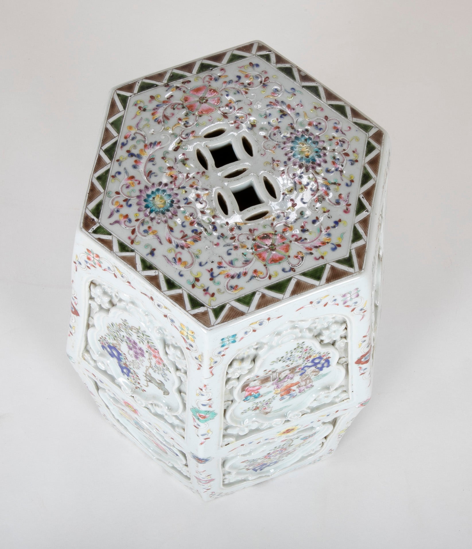 A Pair of Chinese 19th Century Famille Rose on White Garden Seats