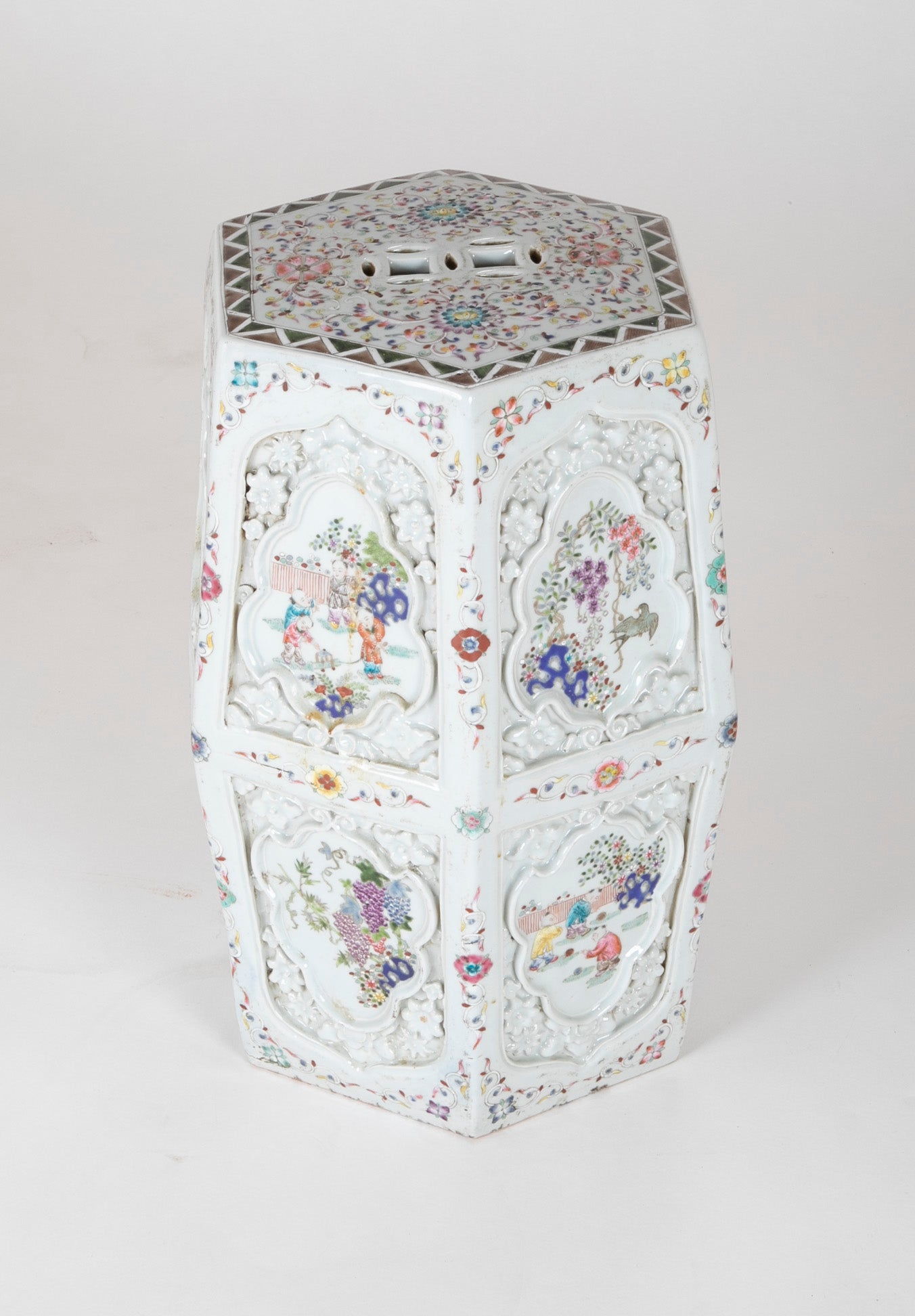 A Pair of Chinese 19th Century Famille Rose on White Garden Seats