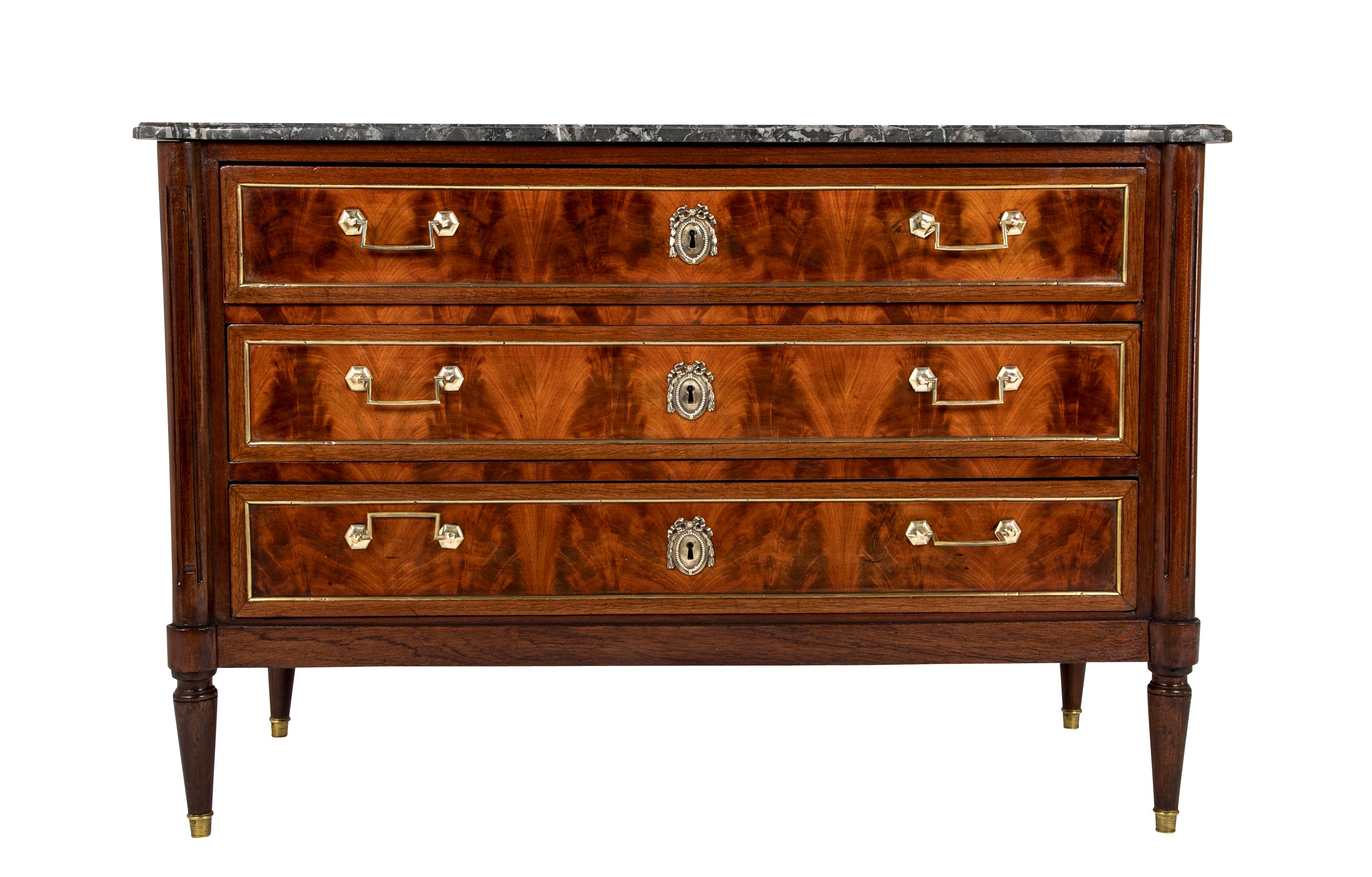 Pair of French Directoire Marble Top Commodes