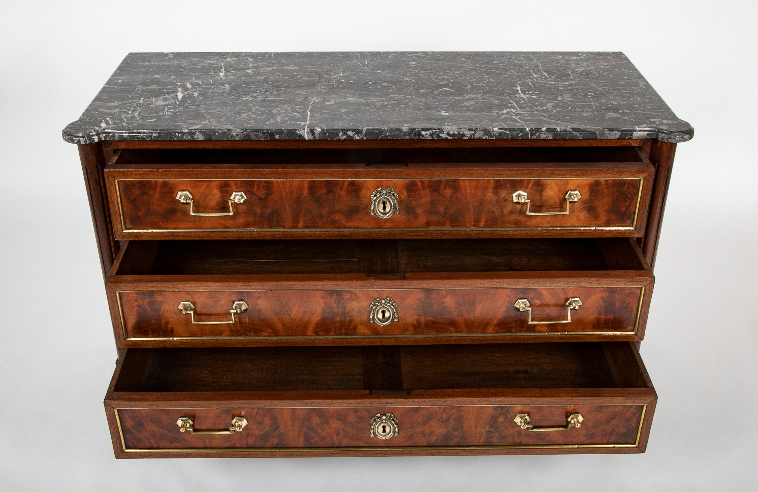 Pair of French Directoire Marble Top Commodes