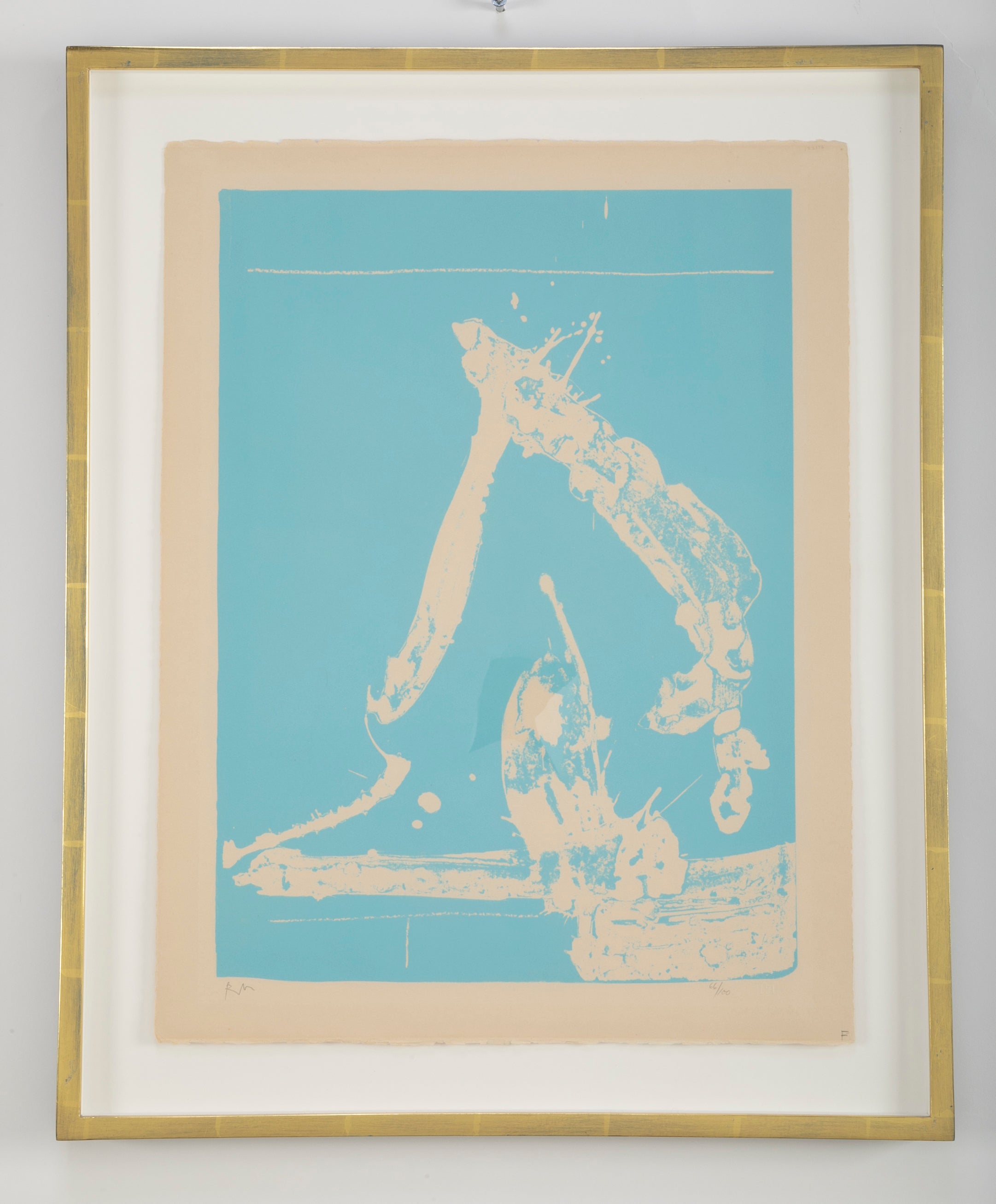 Early Robert Motherwell Lithograph in Blue on Buff Arches Cover Paper