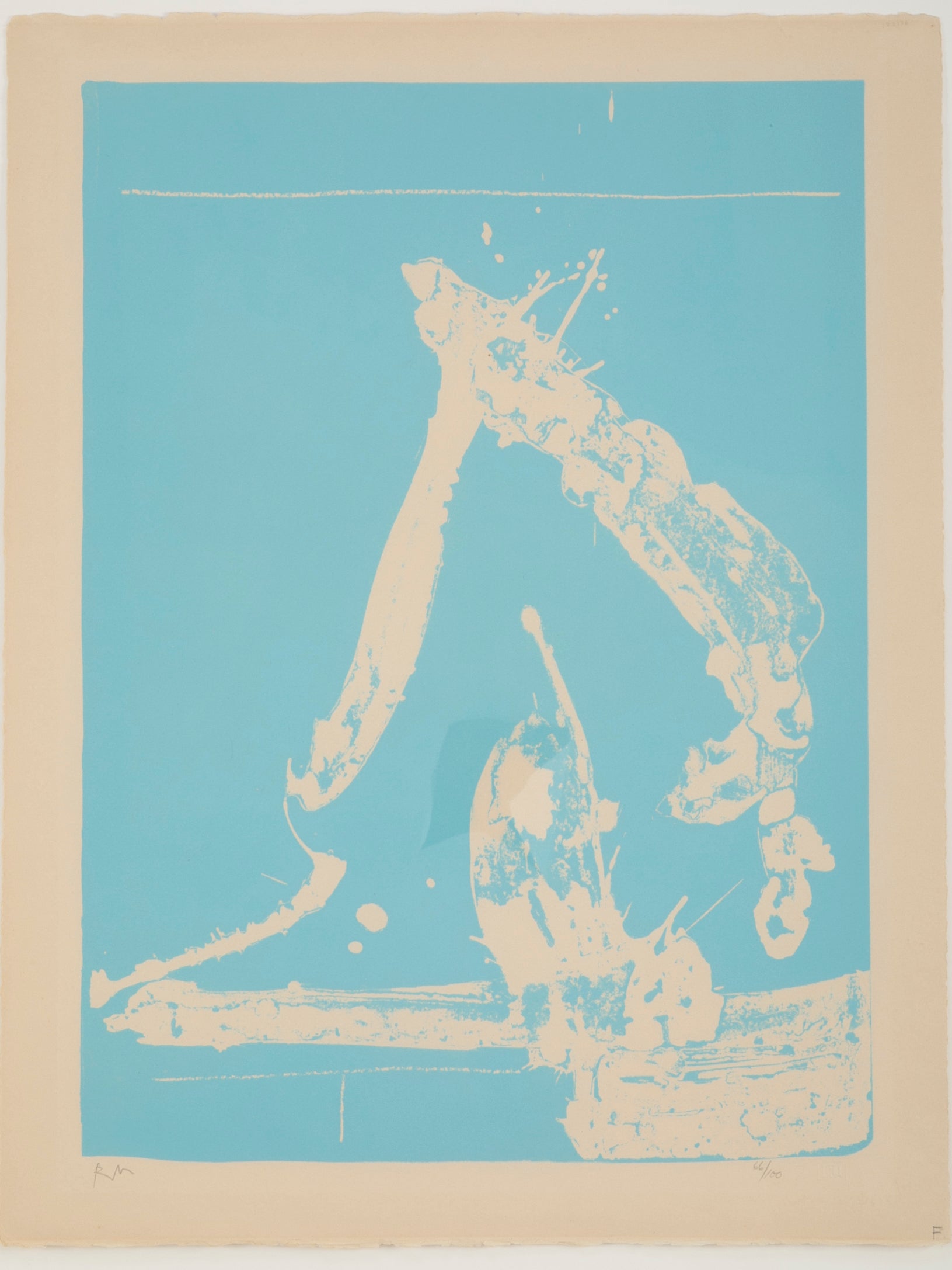 Early Robert Motherwell Lithograph in Blue on Buff Arches Cover Paper