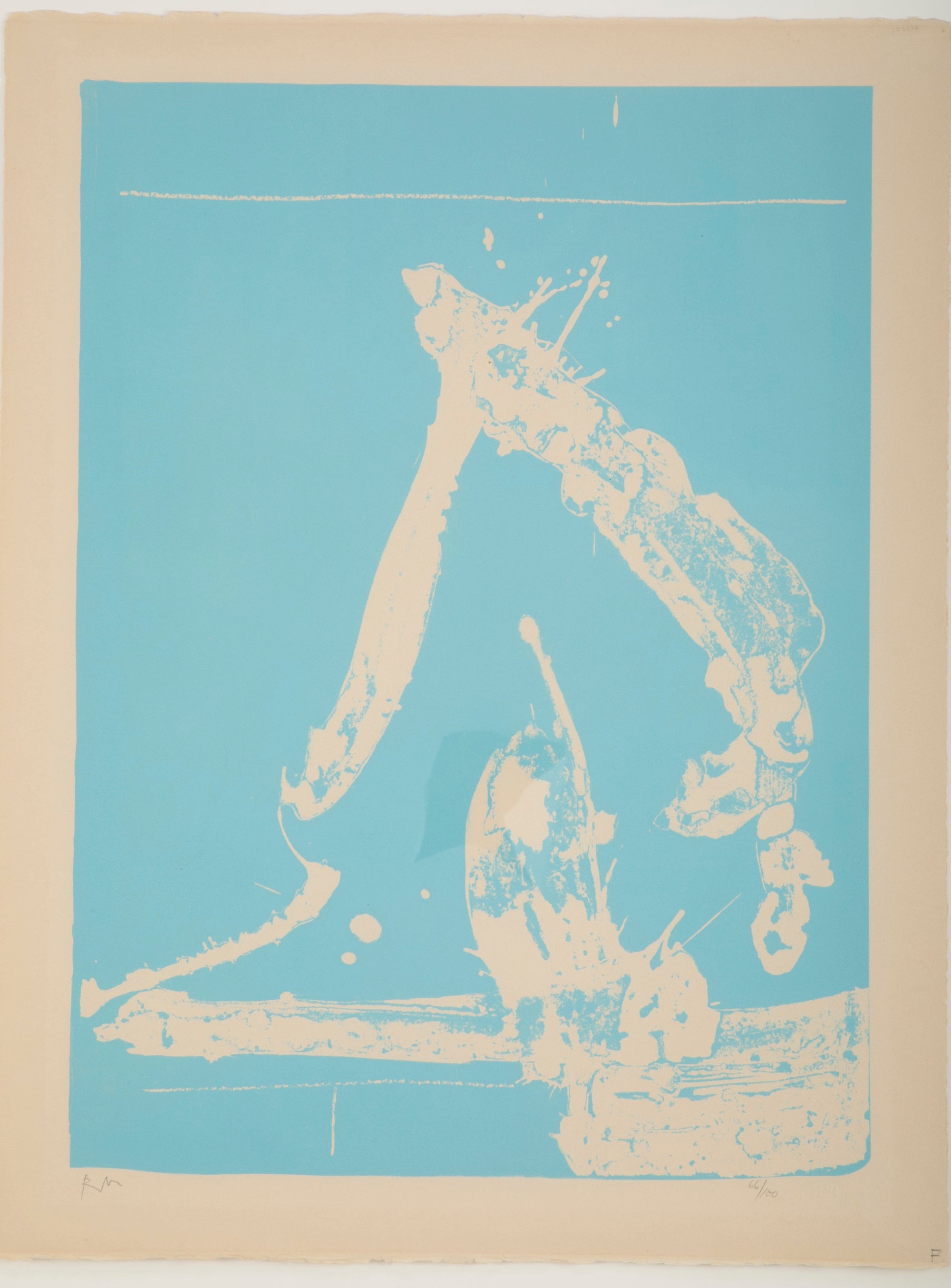 Early Robert Motherwell Lithograph in Blue on Buff Arches Cover Paper