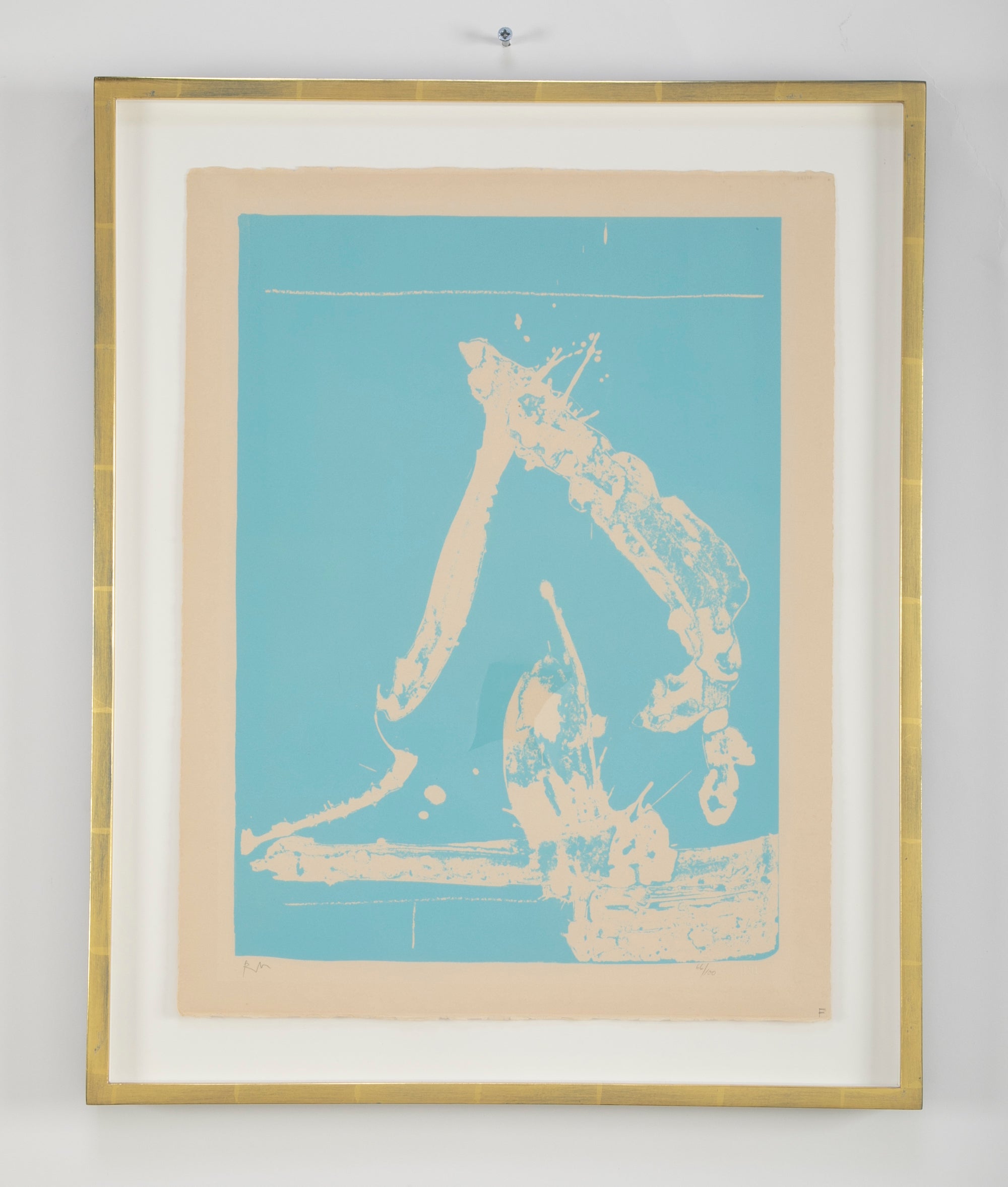 Early Robert Motherwell Lithograph in Blue on Buff Arches Cover Paper