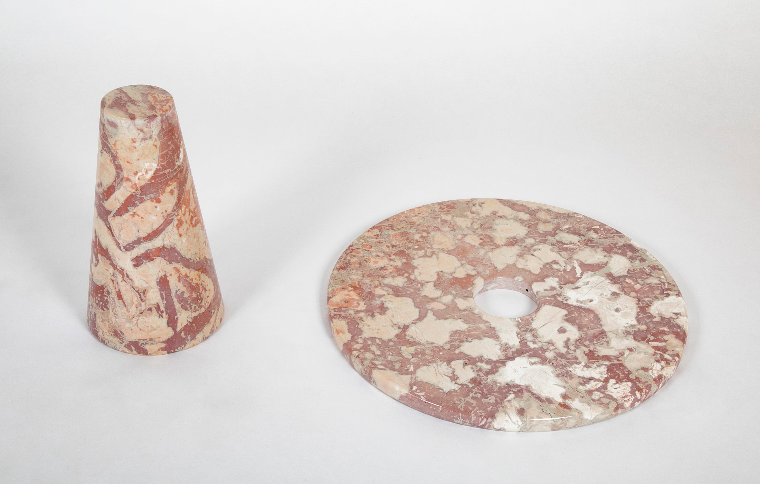 Angelo Mangiarotti "Eros" Table in Salmon Colored Marble