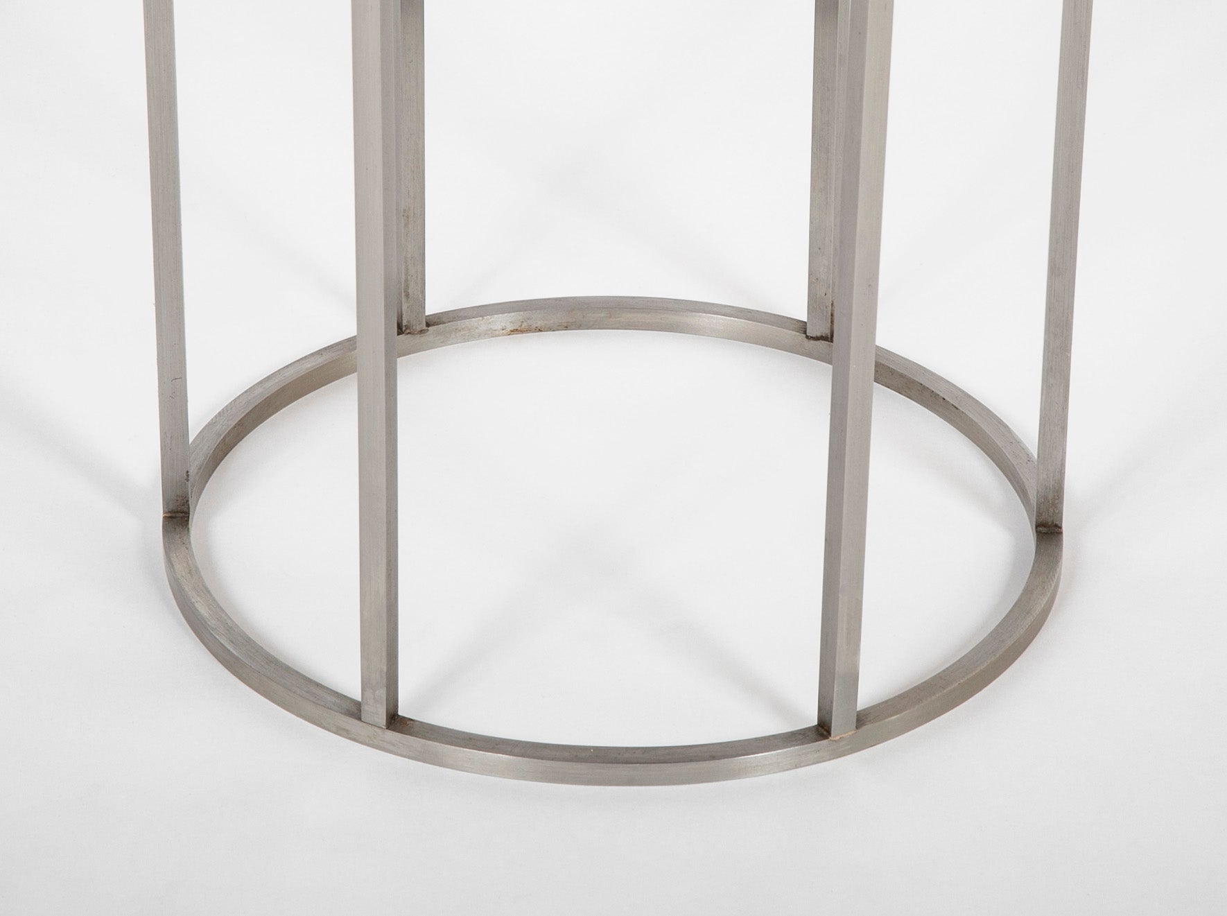 Pair of Late 20th Century Green Marble Top Brushed Aluminum Side Tables