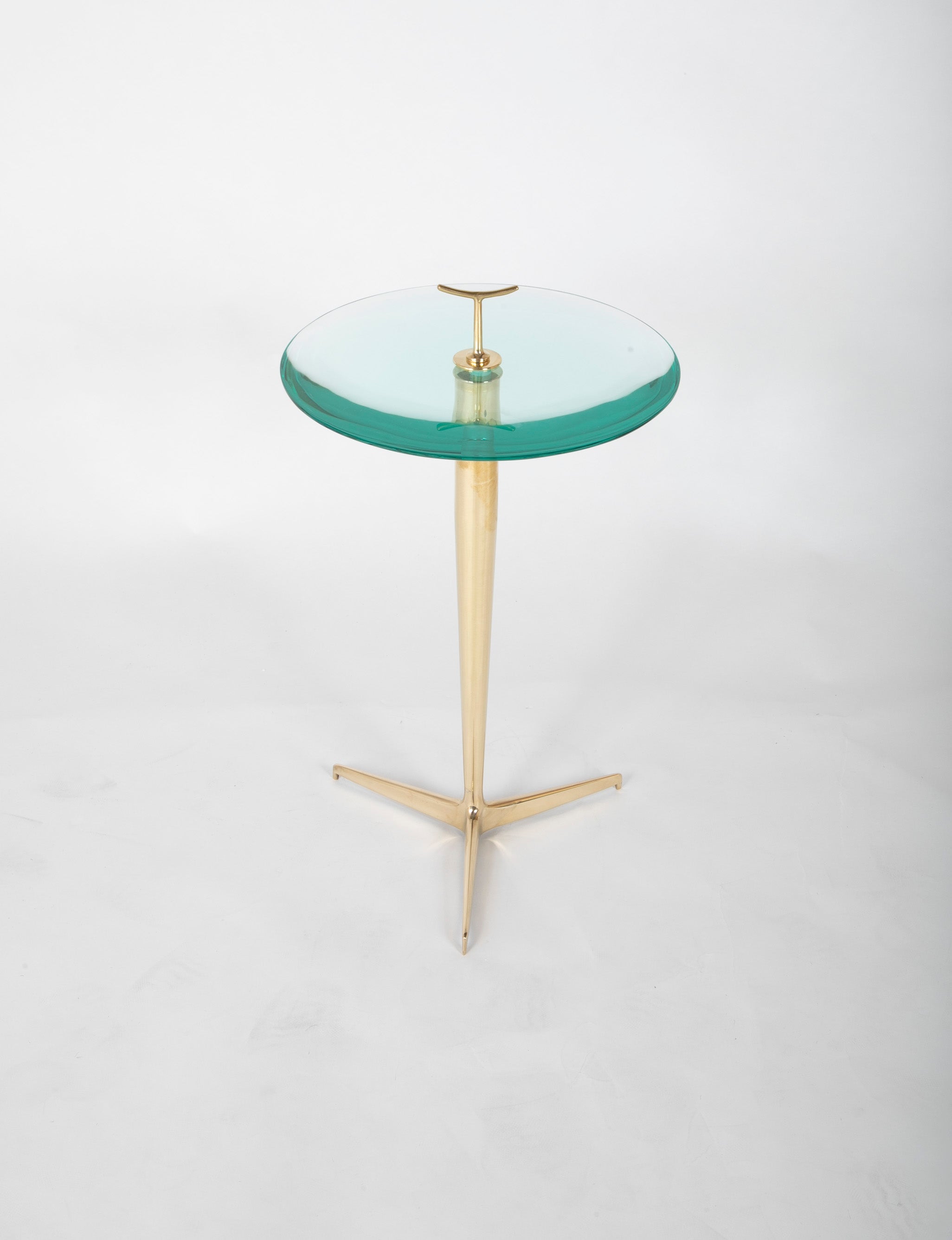 Brass Occasional Table with Glass Top by Giuseppe Ostuni