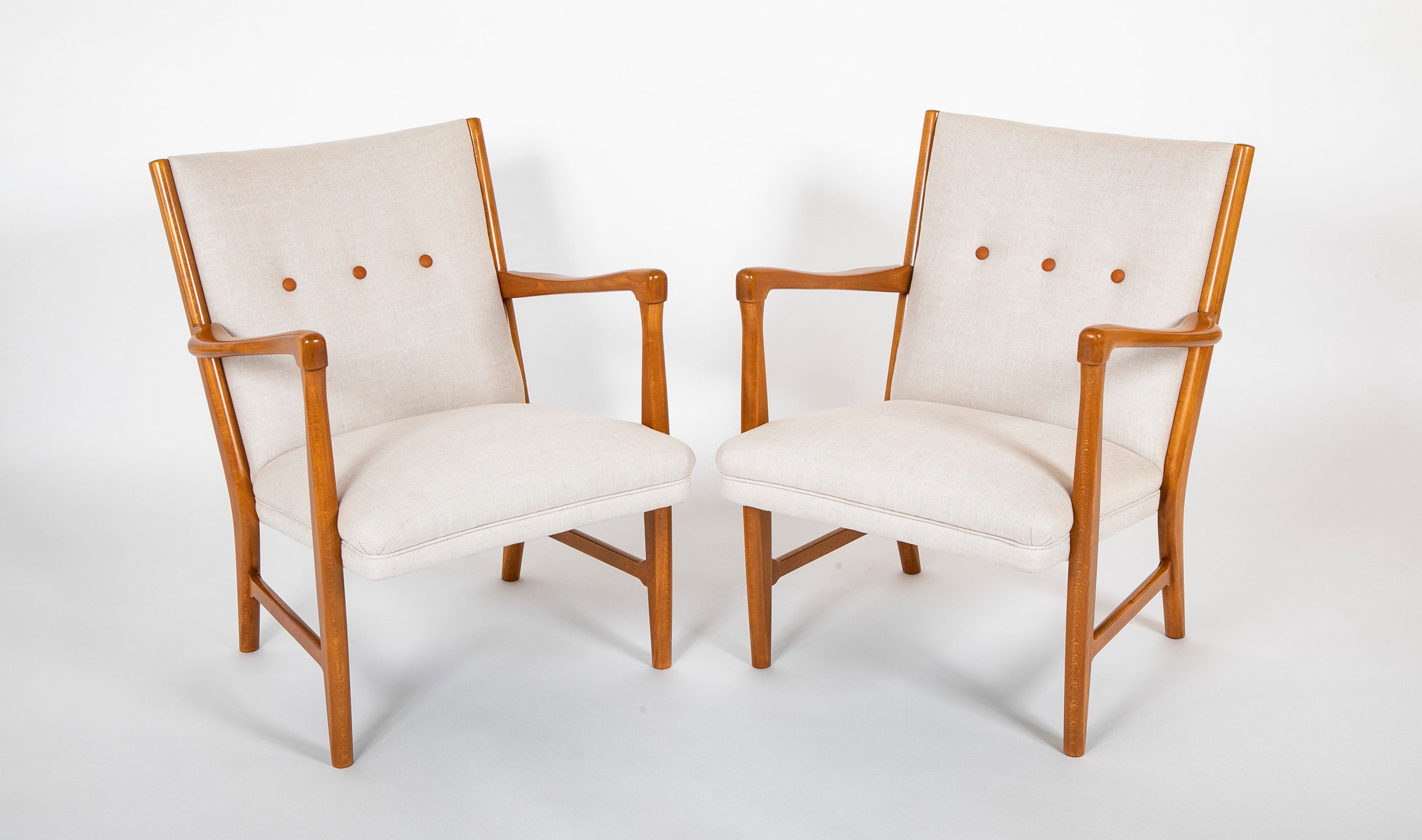 Pair of Mid-Century Danish Beechwood Easy Chairs