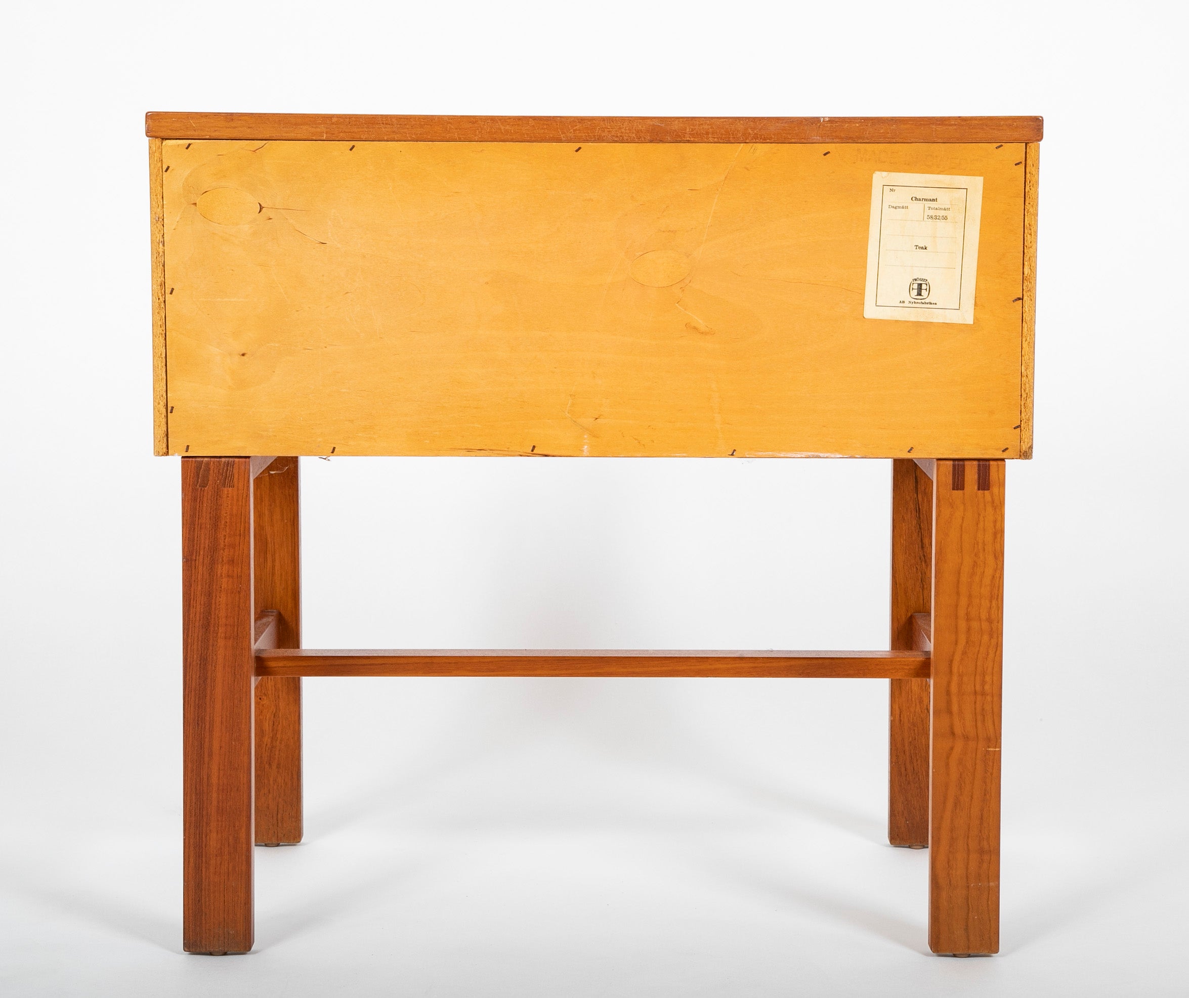 Mid-Century Mahogany Two Drawer Side Table with Leather Pulls