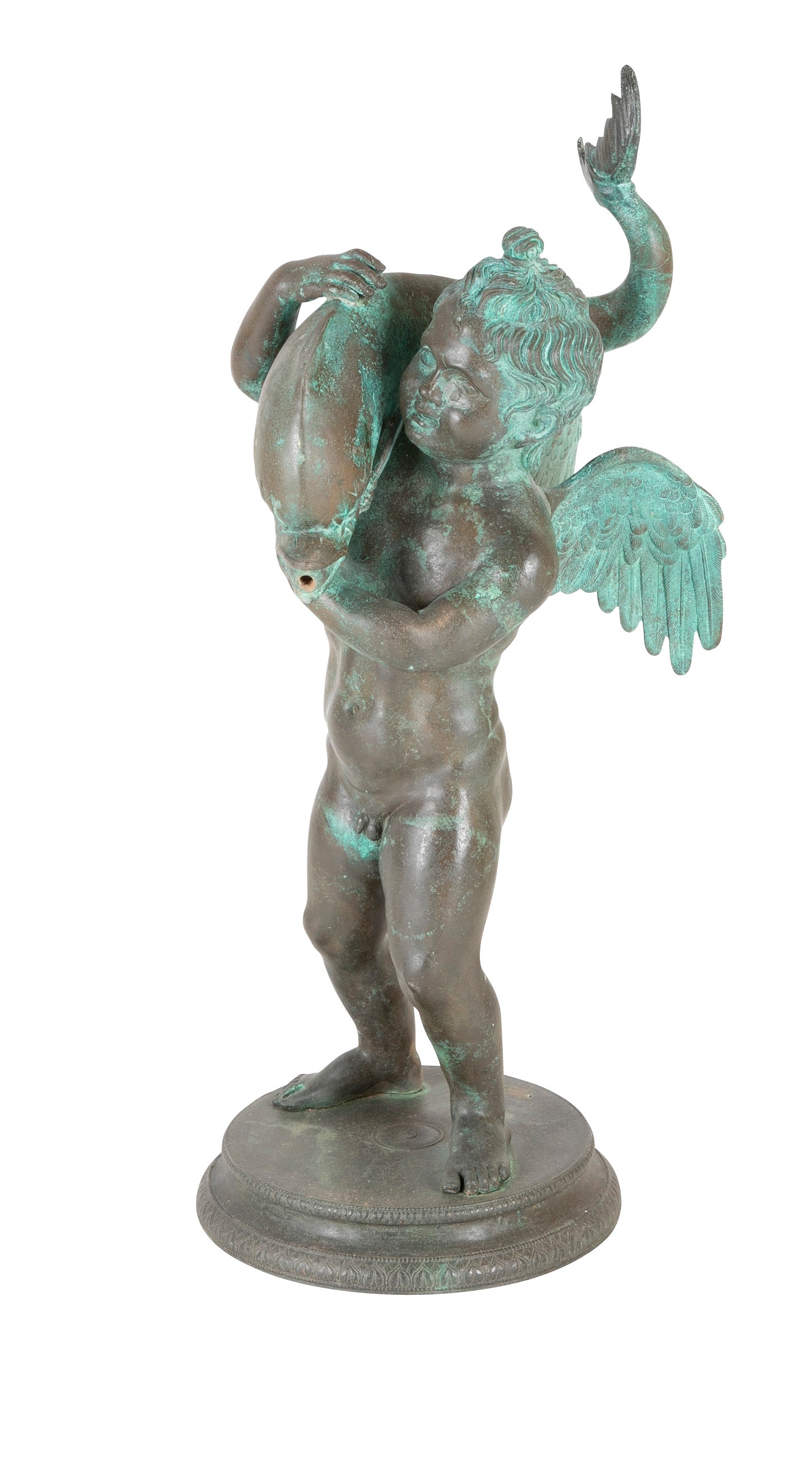 Bronze Fountain of a Putti Carrying a Dolphin