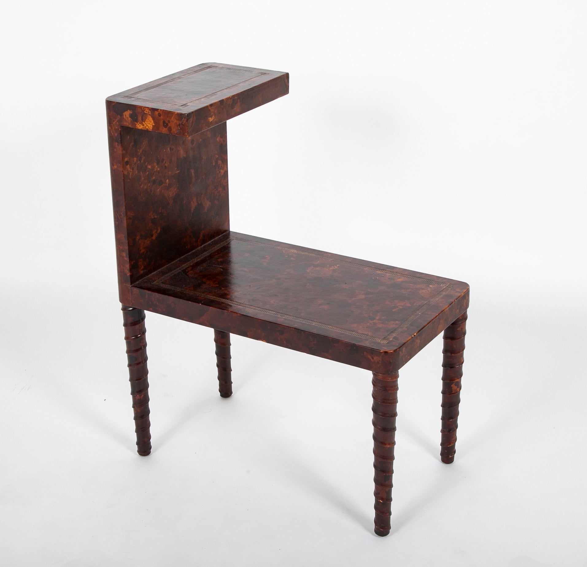 Tortoiseshell Leather Side Table by William Haines