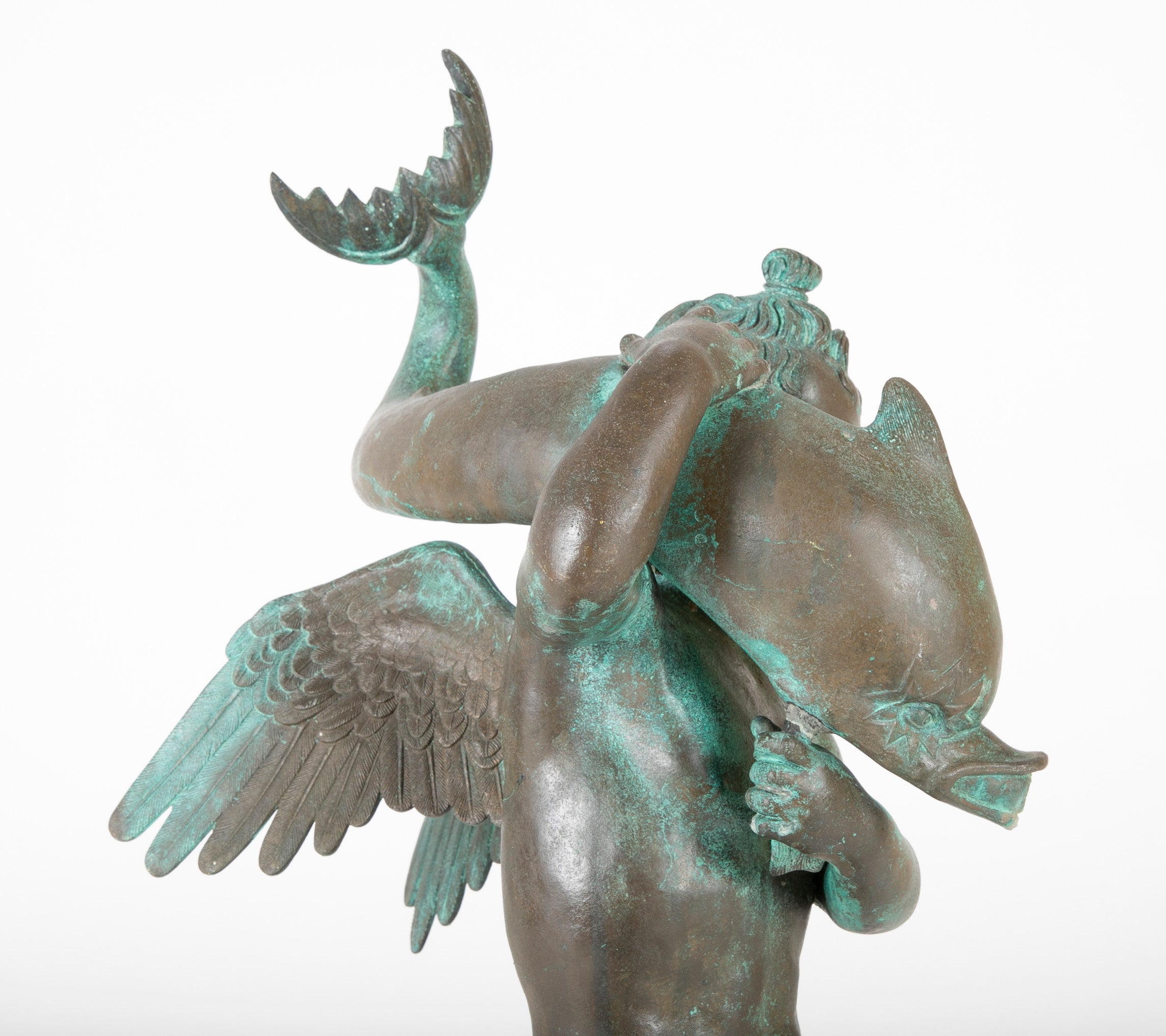 Bronze Fountain of a Putti Carrying a Dolphin