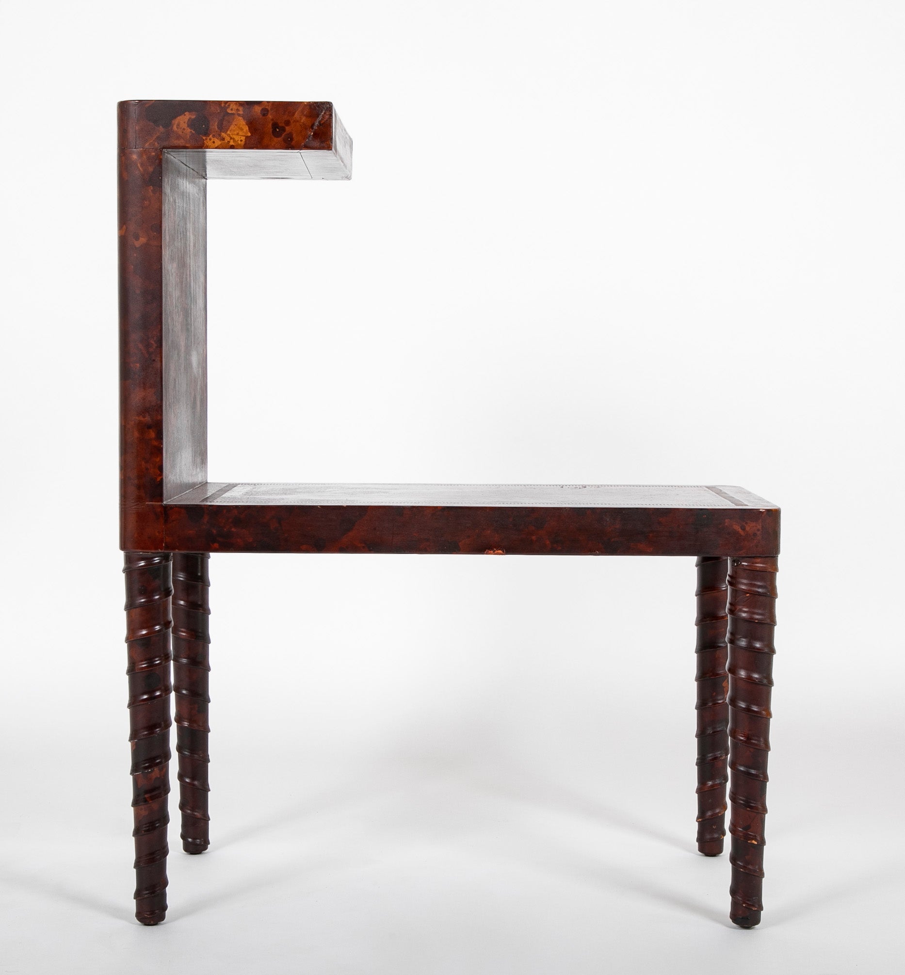 Tortoiseshell Leather Side Table by William Haines