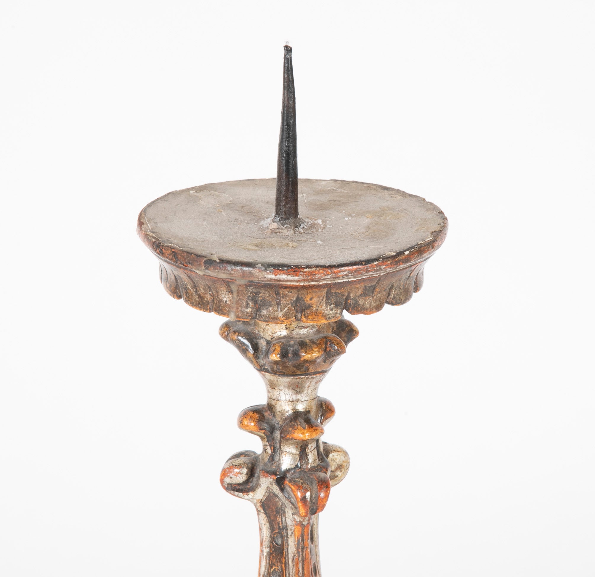 Pair of Hand Carved Altar Sticks in Silver Gilt Finish