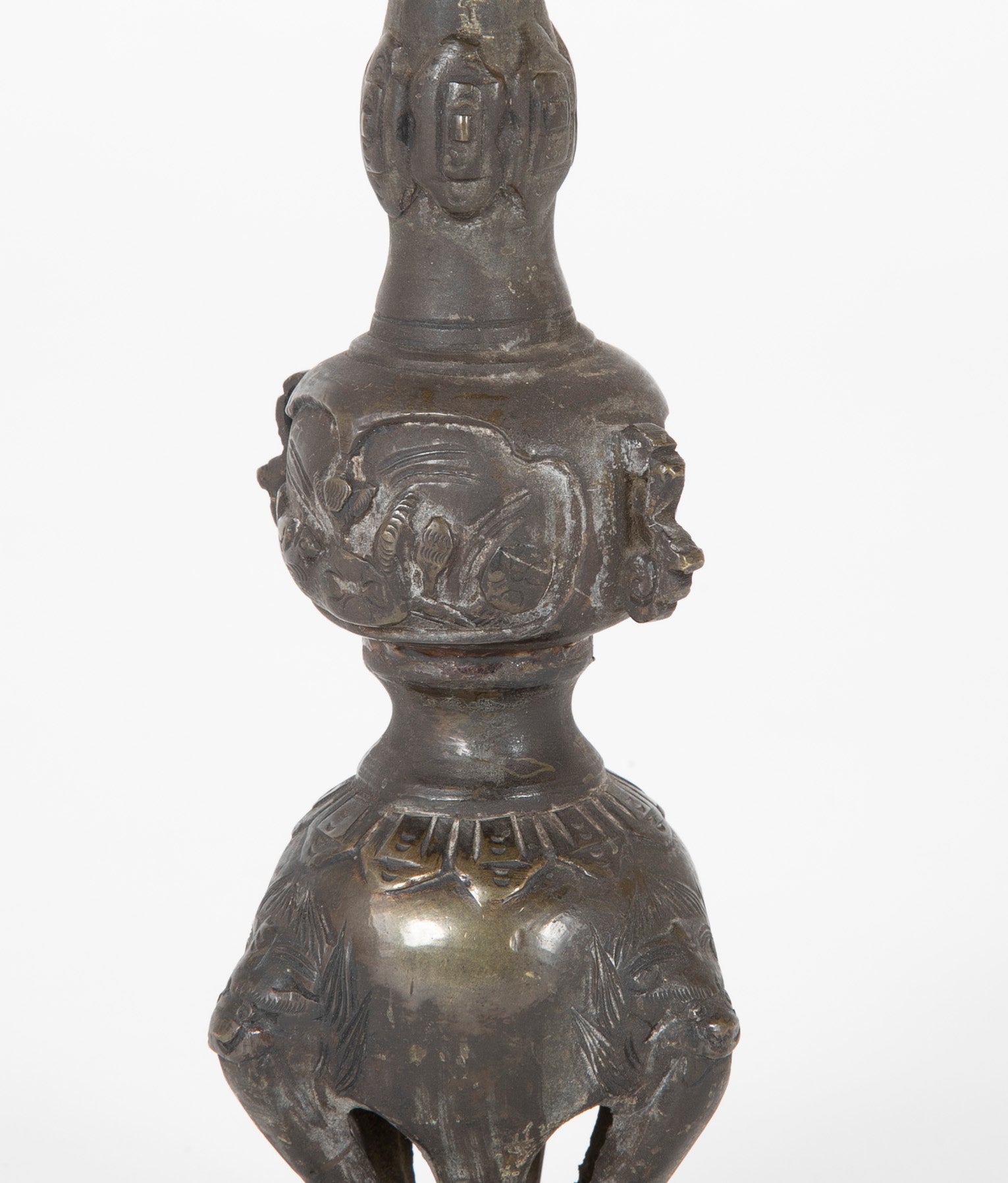 Pair of Bronze Chinese Candlesticks