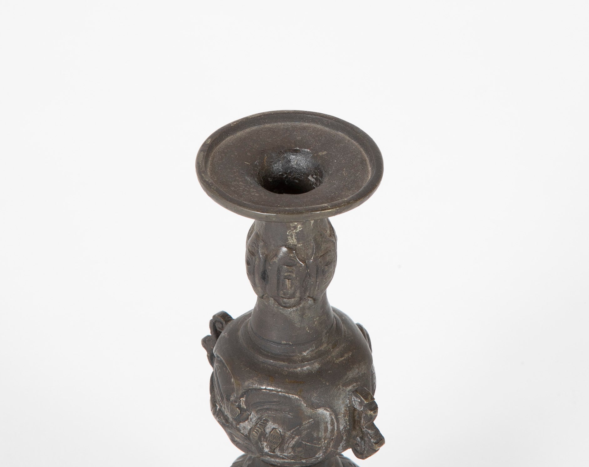 Pair of Bronze Chinese Candlesticks