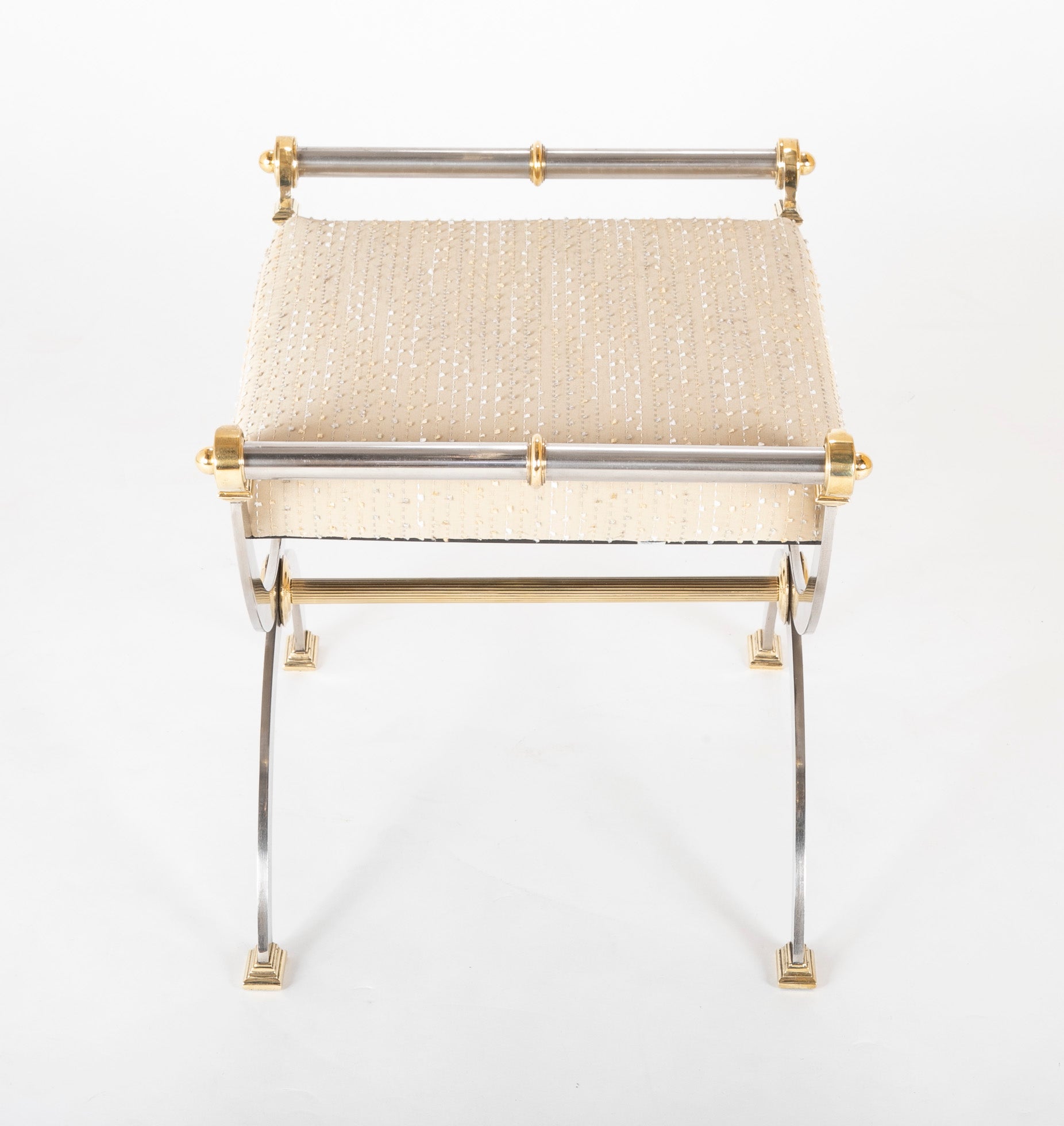 Maison Jansen Attributed Steel and Brass Bench