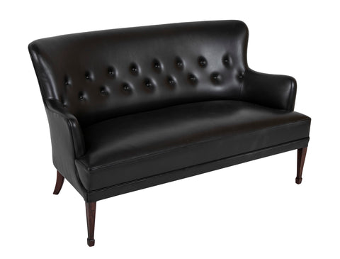 Fritz Henningsen Black Leather Sofa