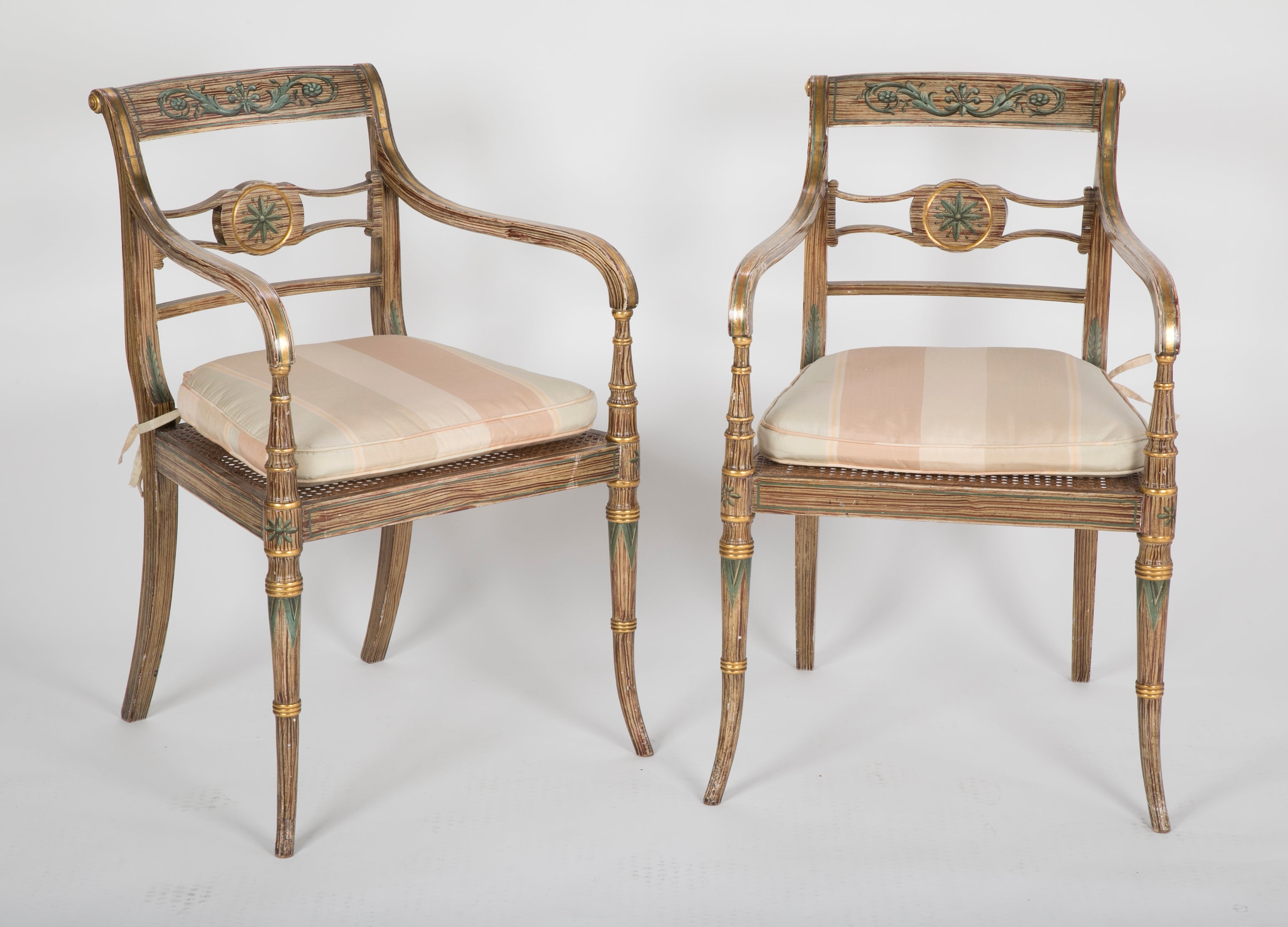 Pair of Early 19th Century English Regency Painted Armchairs