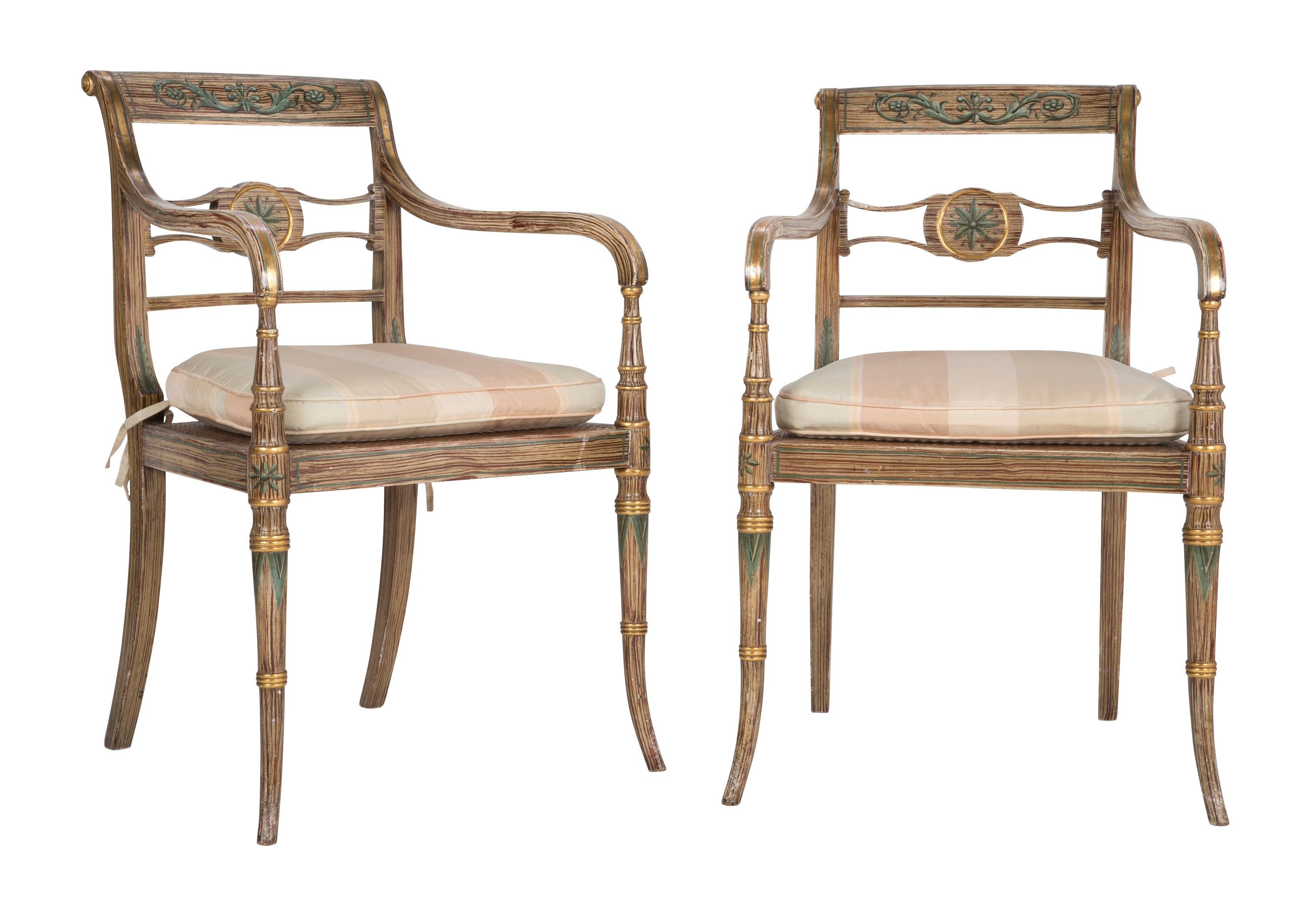 Pair of Early 19th Century English Regency Painted Armchairs