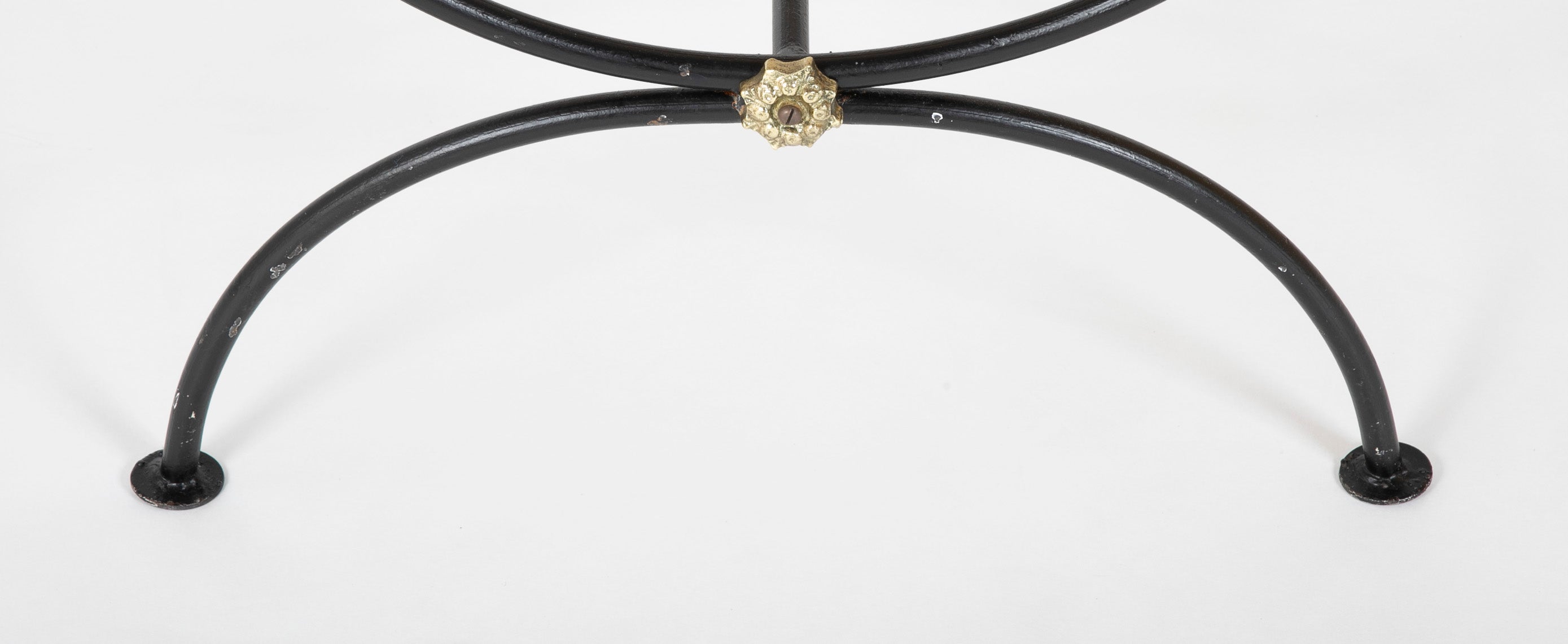 Three Piece Iron and Brass Coffee Table with Versace Insets