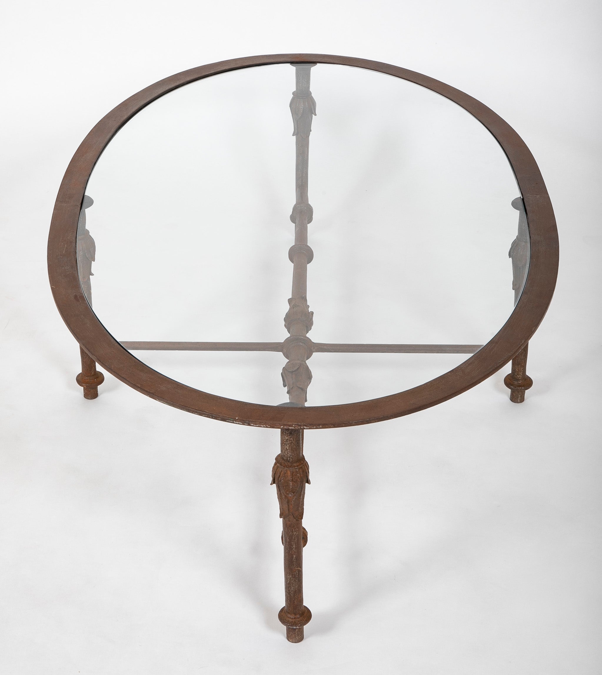 A Mid-Century Iron and Glass Oval Coffee Table